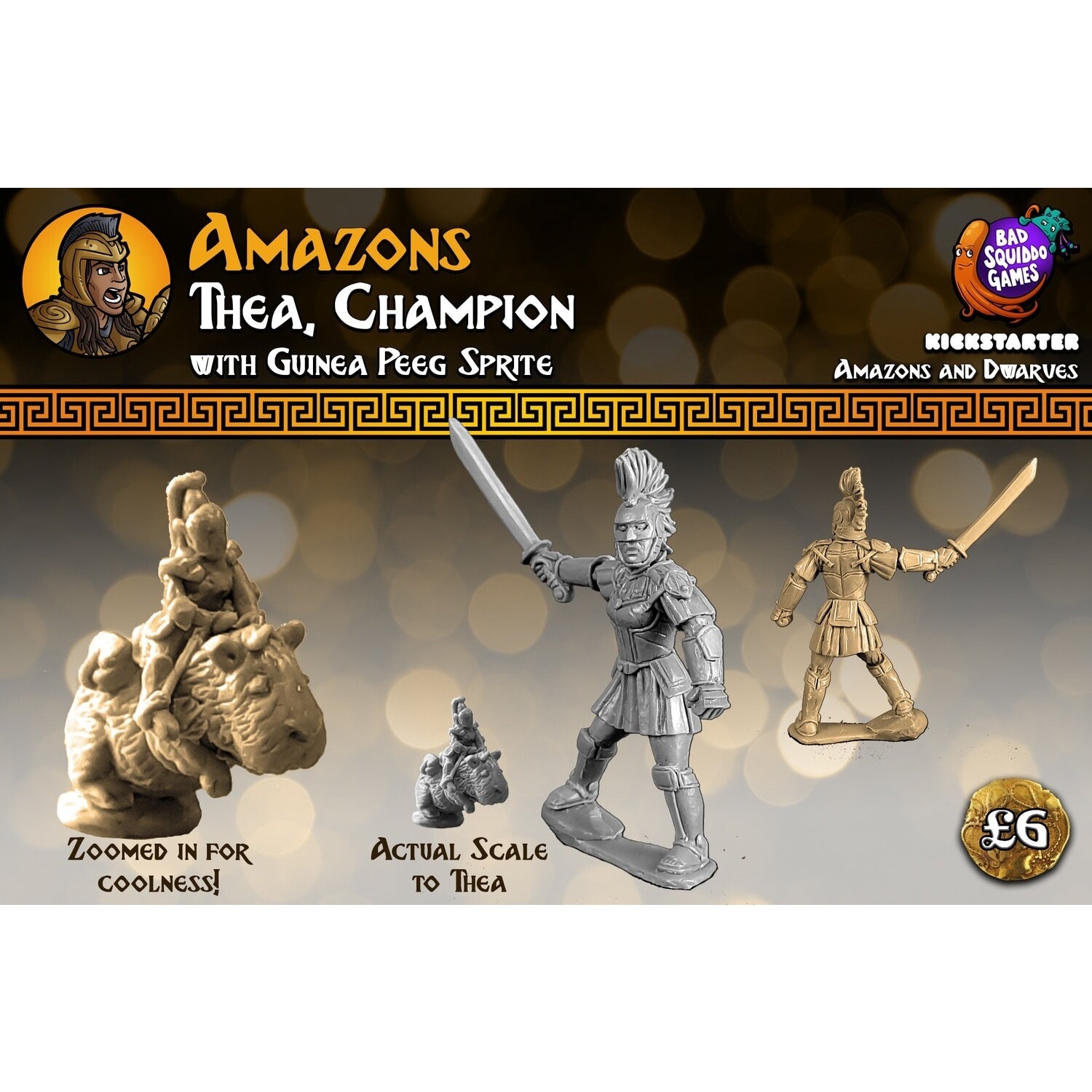 Bad Squiddo Games | Amazons | Thea Amazon Champion | 28mm Metal Blister Pack