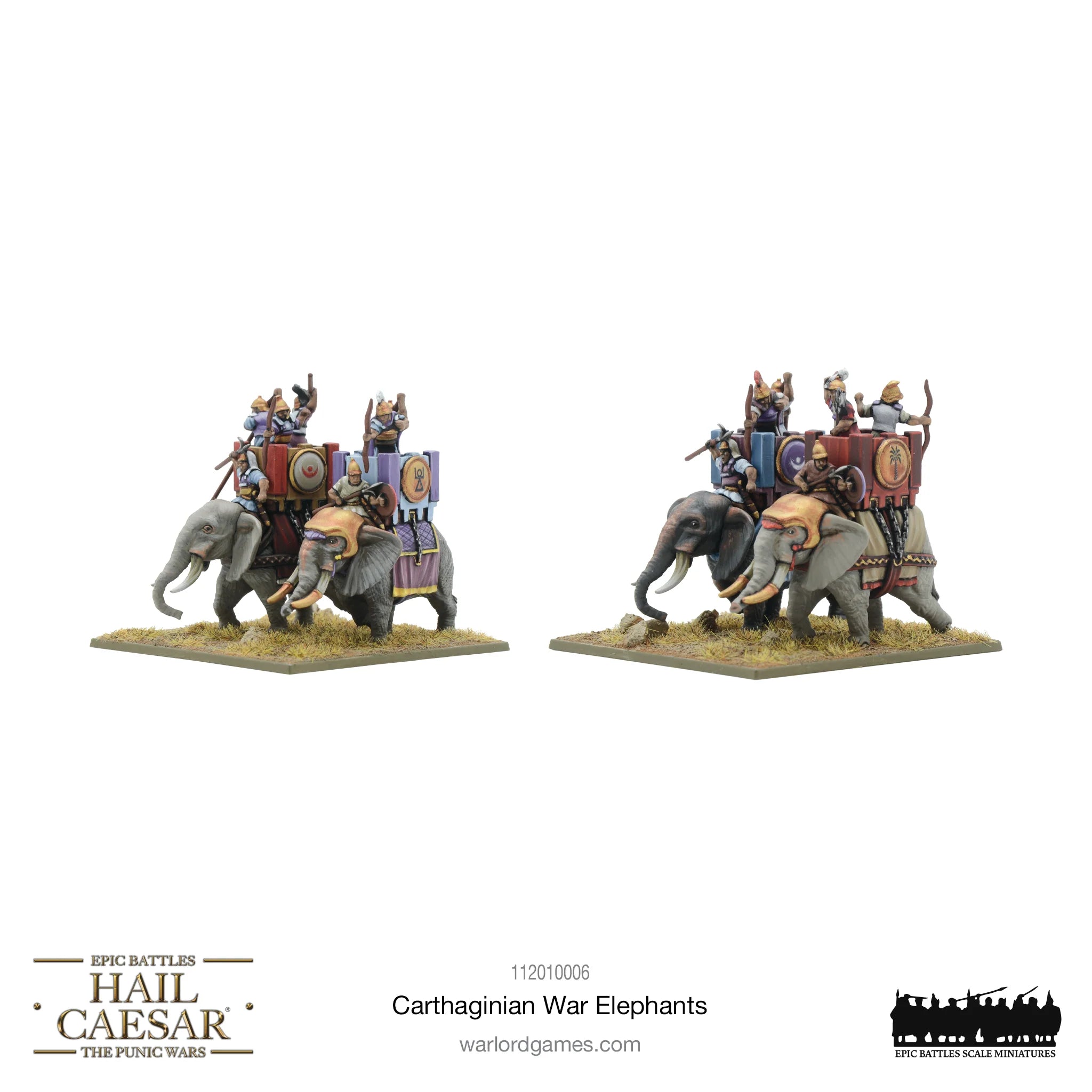 Hail Caesar Epic | Carthage | Carthaginian War Elephants | 15mm Plastic Unit | Warlord | Miniature Kingdoms