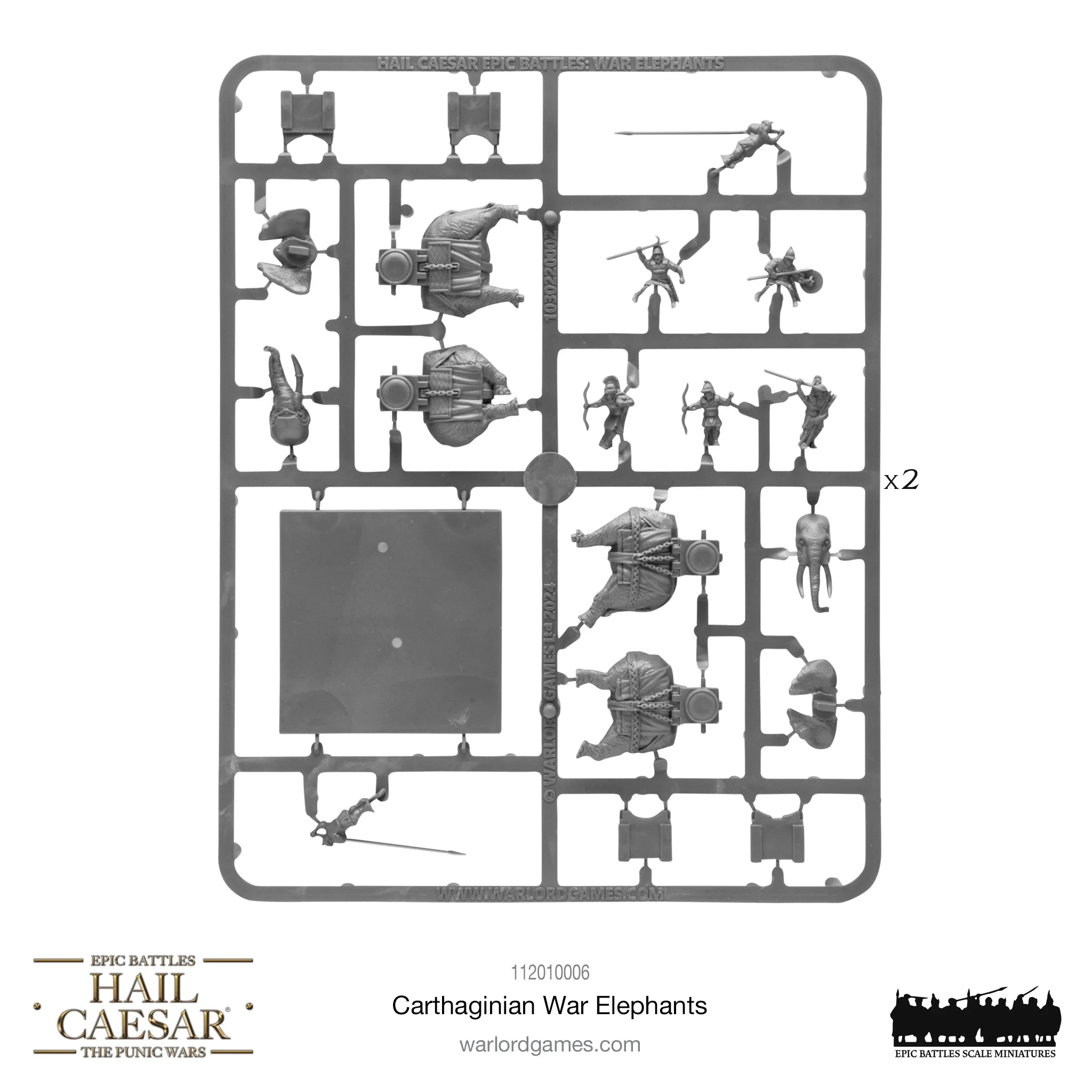 Hail Caesar Epic | Carthage | Carthaginian War Elephants | 15mm Plastic Unit | Warlord | Miniature Kingdoms