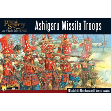 Pike and Shotte | Japan Ashigaru Missile Troops | 28mm Plastic Unit | Warlord | Miniature Kingdoms