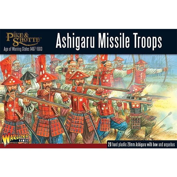 Pike and Shotte | Japan Ashigaru Missile Troops | 28mm Plastic Unit | Warlord | Miniature Kingdoms