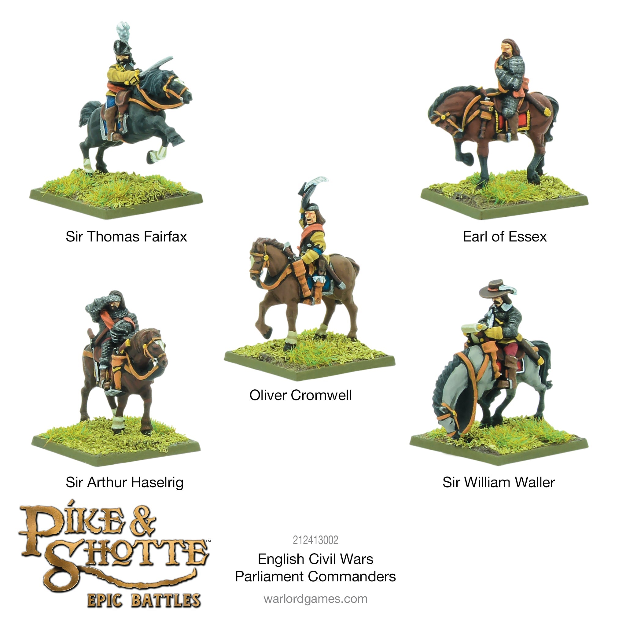 Pike and Shotte Epic | English Civil War Parliament Commanders | 15mm Resin Small Box | Warlord | Miniature Kingdoms