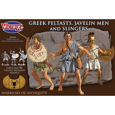 Victrix | Ancients Greek Peltasts Javelins and Slingers | 28mm Plastic Unit | North Star Games | Miniature Kingdoms