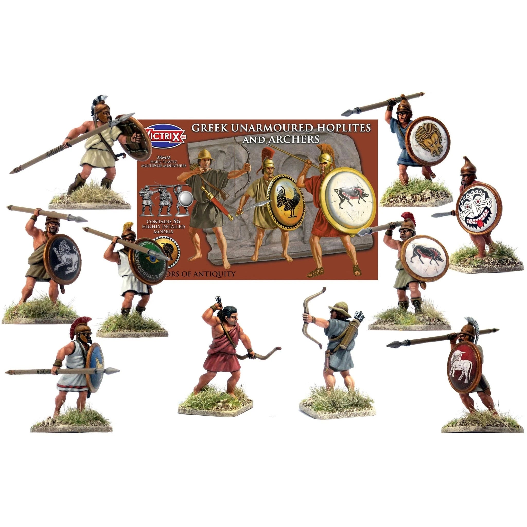 Victrix | Ancients Greek Unarmoured Hoplites & Archers | 28mm Plastic Unit | North Star Games | Miniature Kingdoms