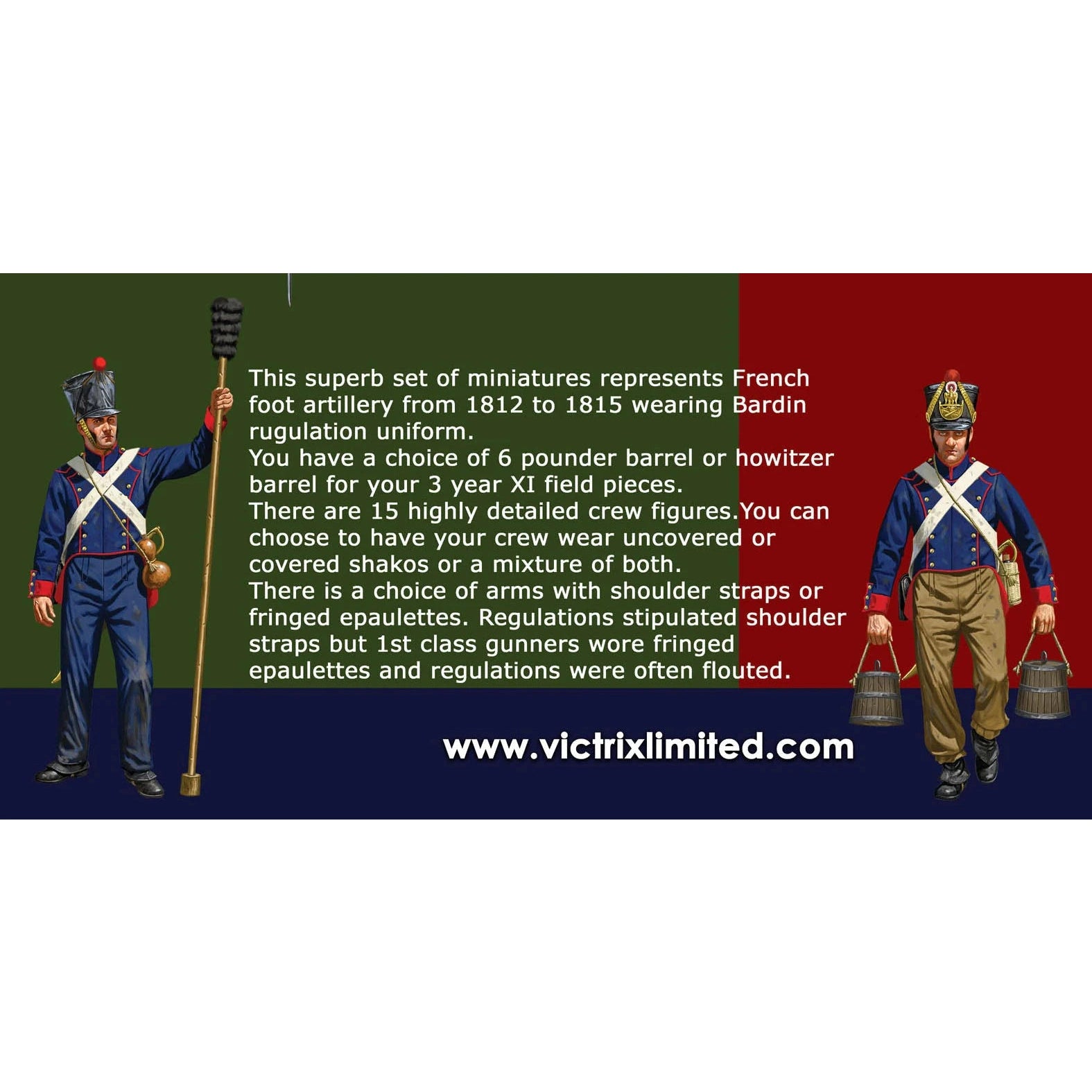 Victrix | Napoleonic French Foot Artillery 1812-1815 Late | 28mm Plastic Unit | North Star Games | Miniature Kingdoms