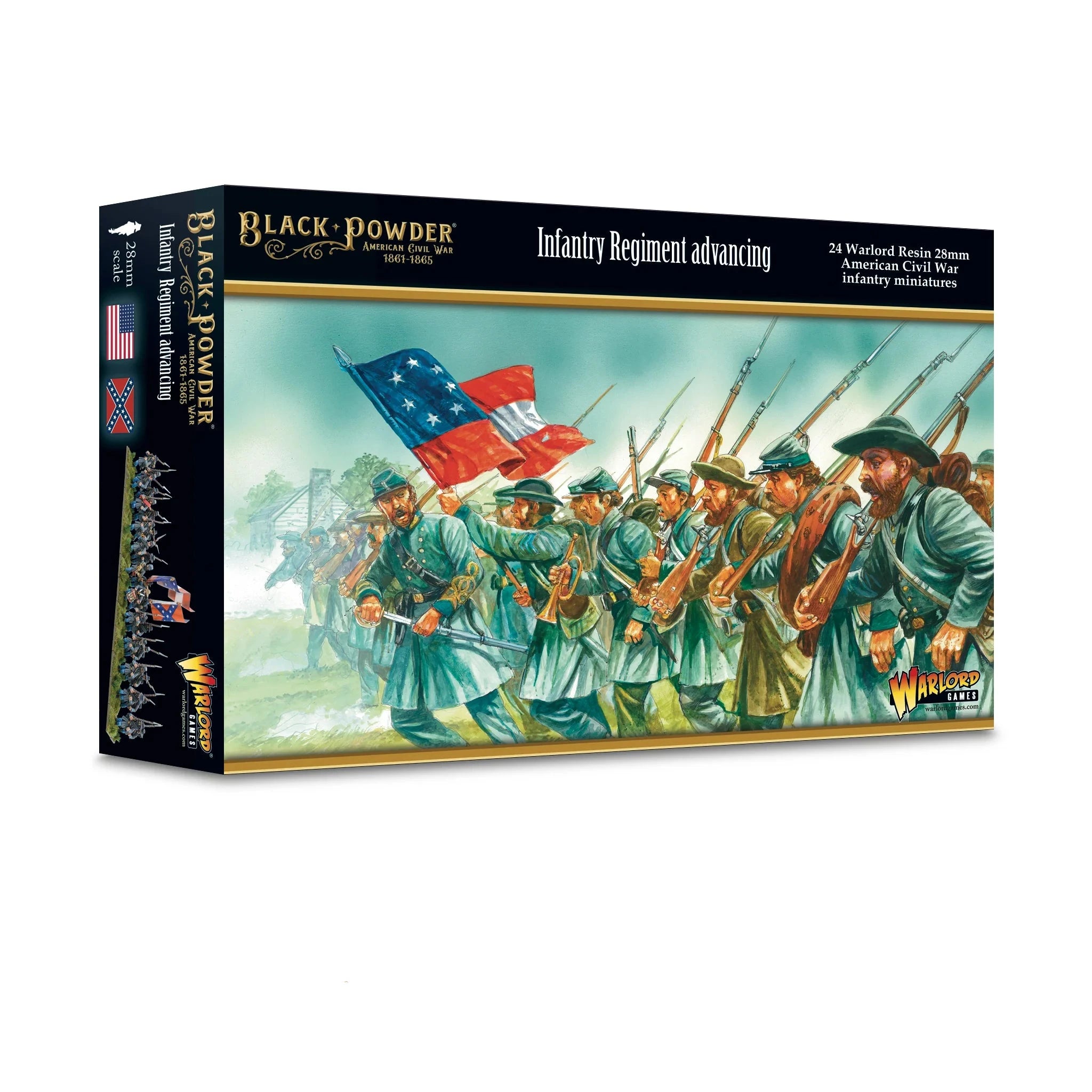 Black Powder | ACW Infantry Regiment Advancing | 28mm Resin Unit