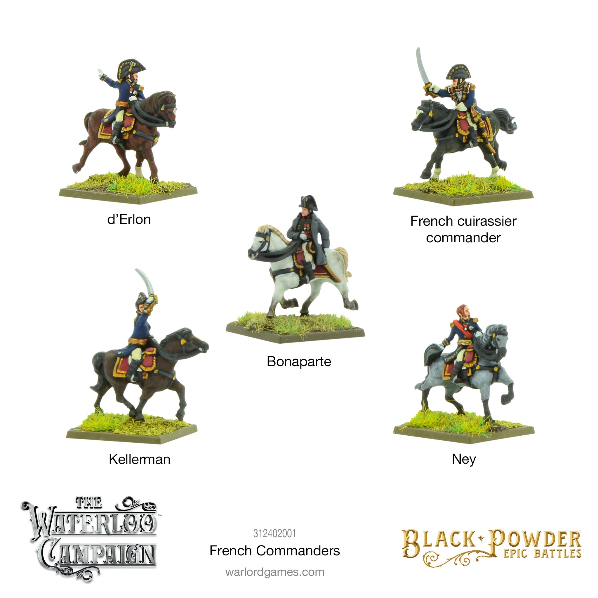 Black Powder Epic | Waterloo Campaign French Commanders | 15mm Plastic Small Box | Warlord | Miniature Kingdoms