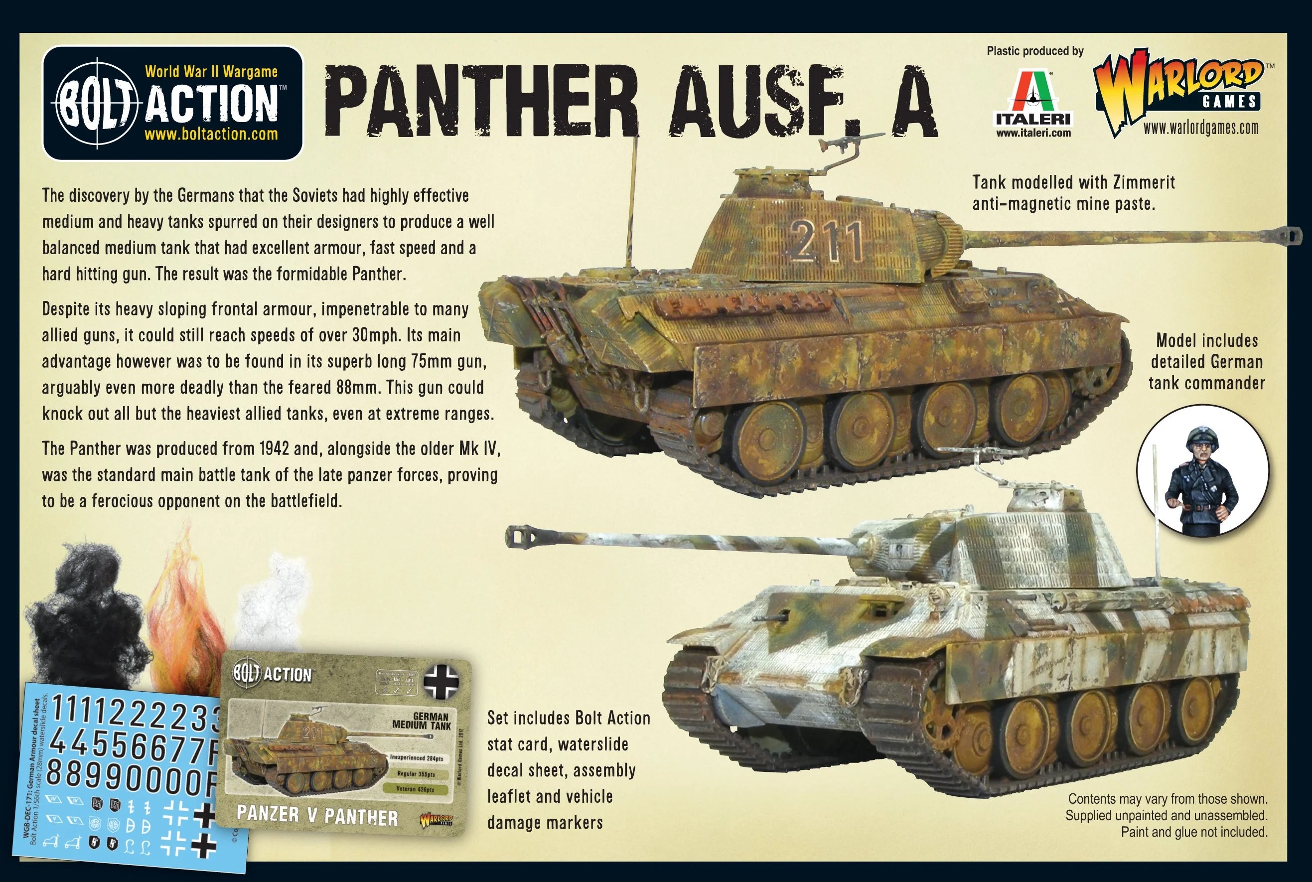 Bolt Action | German Panther AUSF. A | 28mm Plastic Vehicle