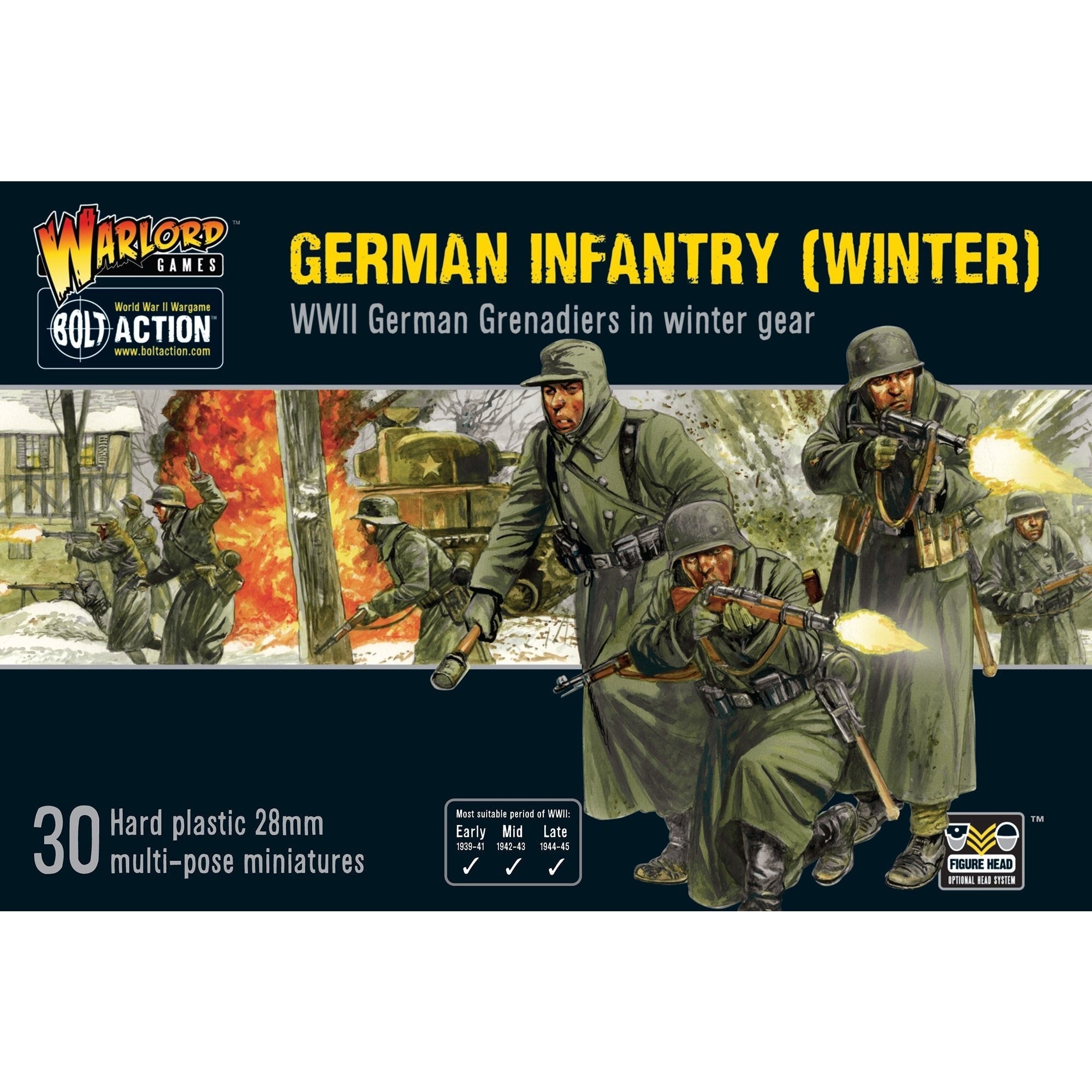 Bolt Action | German Infantry Winter | 28mm Plastic Unit | Warlord | Miniature Kingdoms