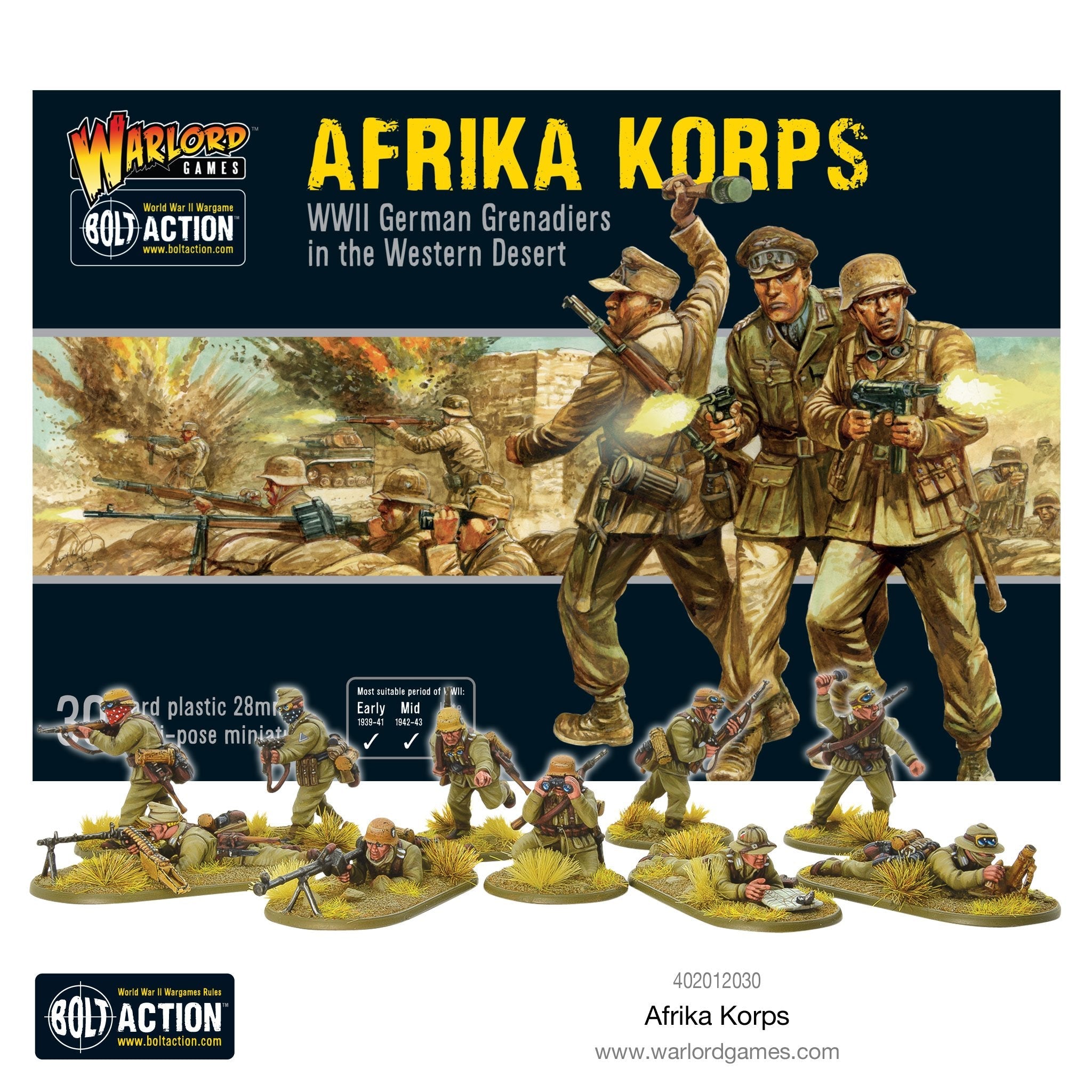 Bolt Action | German Afrika Korps | 28mm Plastic Unit | Warlord | Miniature Kingdoms