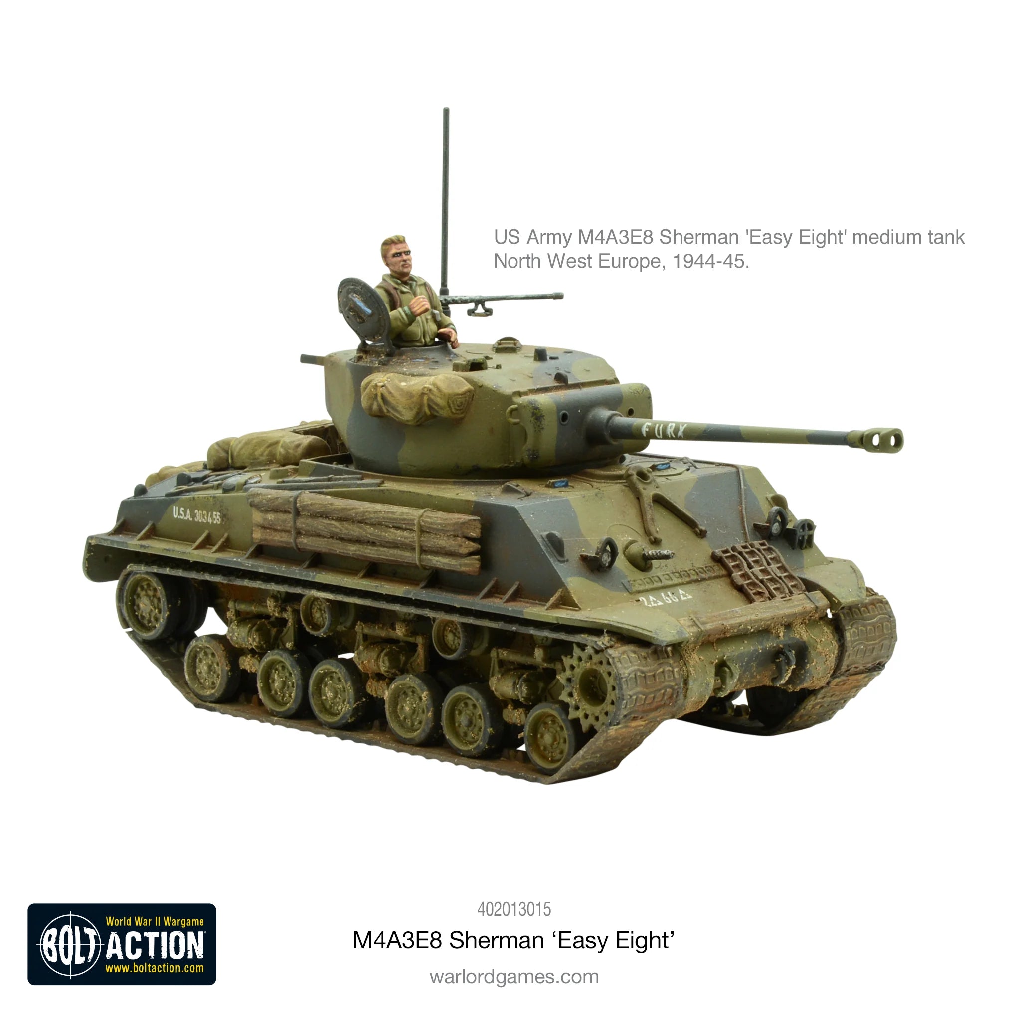 Bolt Action | USA M4A3E8 Sherman Easy Eight Medium Tank | 28mm Plastic Vehicle