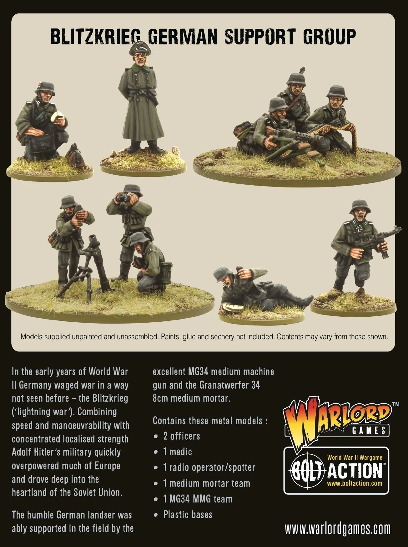 Bolt Action | German Blitzkrieg Support Group | 28mm Metal Unit