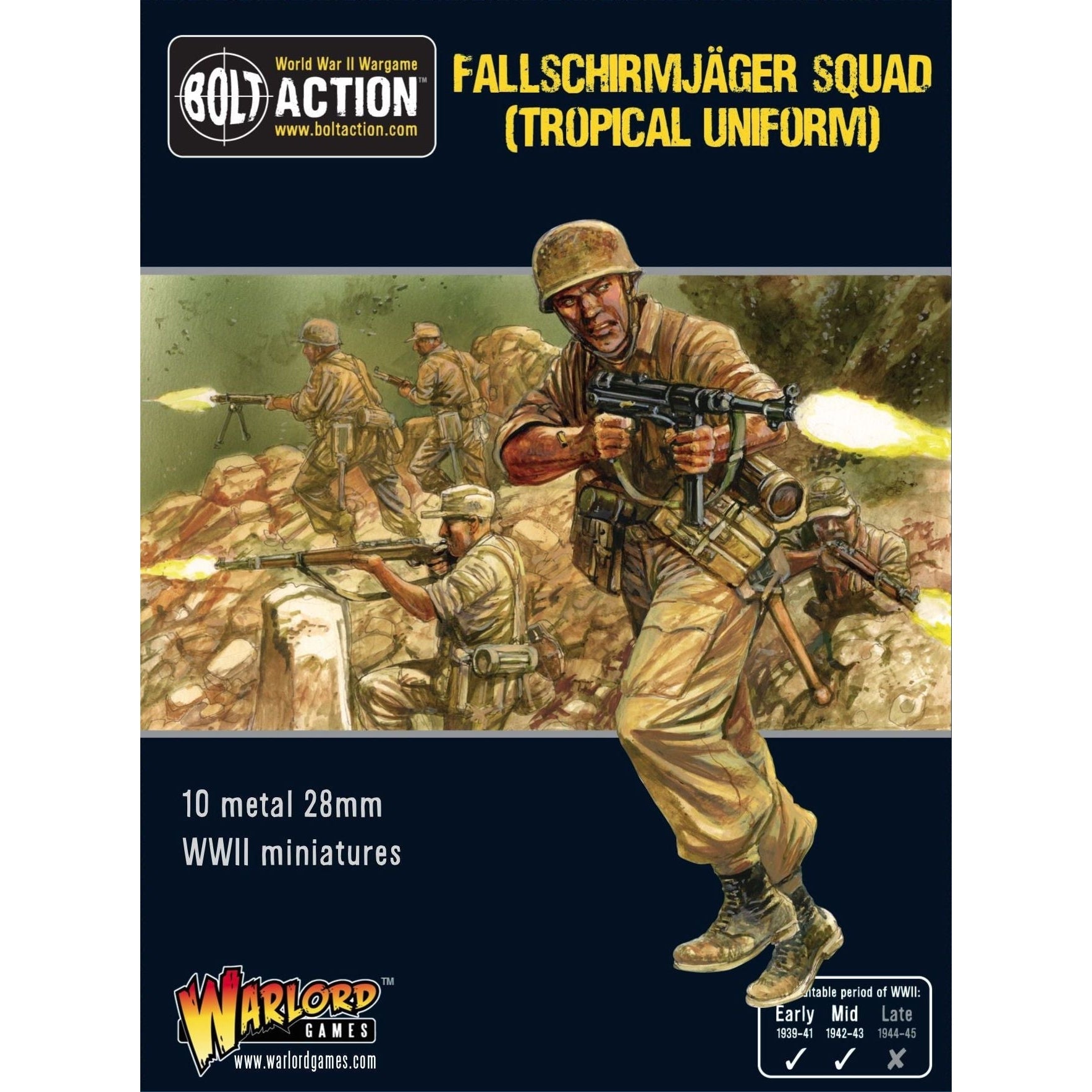 Bolt Action | German Fallschirmajager Tropical | 28mm Metal Unit | Warlord | Miniature Kingdoms