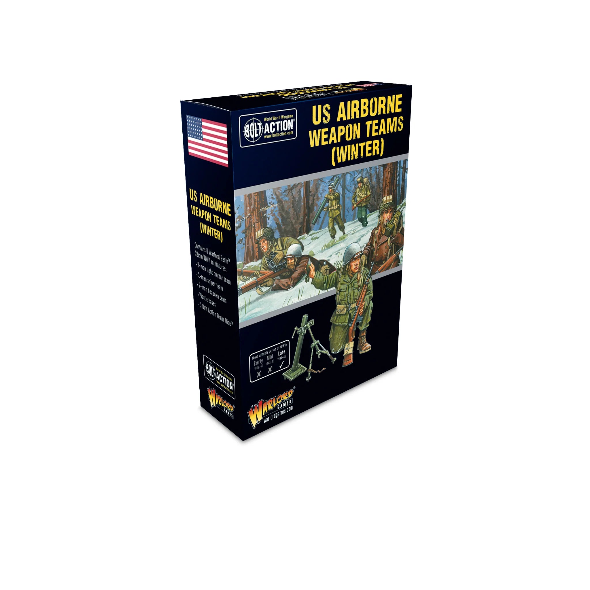 Bolt Action | US Airborne Weapons Team Winter | 28mm Resin Unit