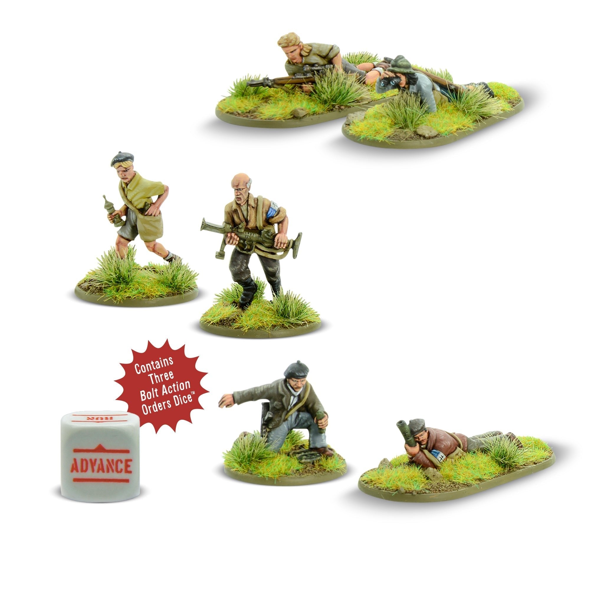 Bolt Action | French Resistance Weapons Teams | 28mm Resin Unit | Warlord | Miniature Kingdoms