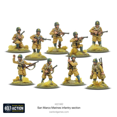 Bolt Action | Italian San Marco Marines Infantry Section | 28mm Metal Unit | Warlord | Miniature Kingdoms