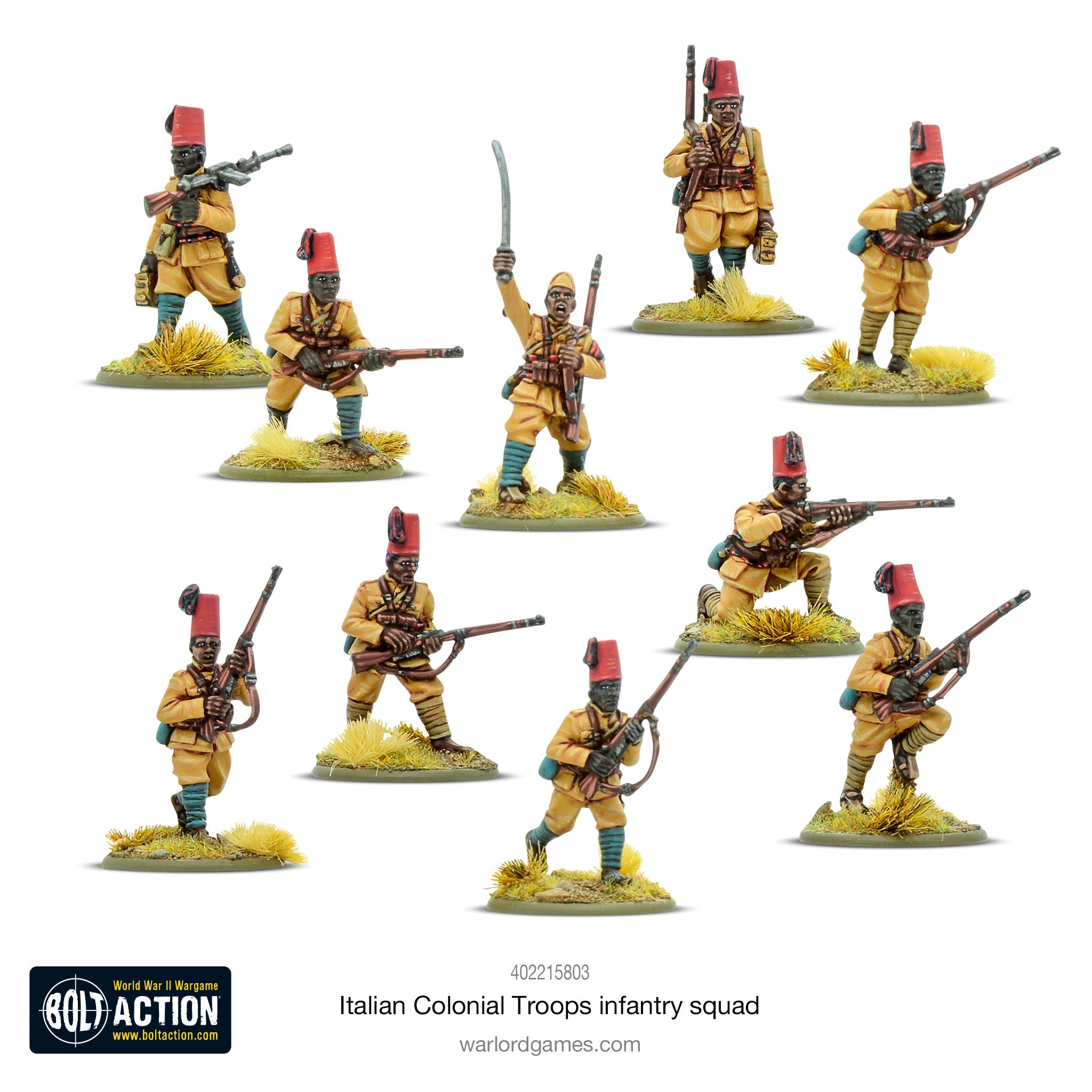 Bolt Action | Italian Colonial Troops Infantry Section | 28mm Metal Unit | Warlord | Miniature Kingdoms