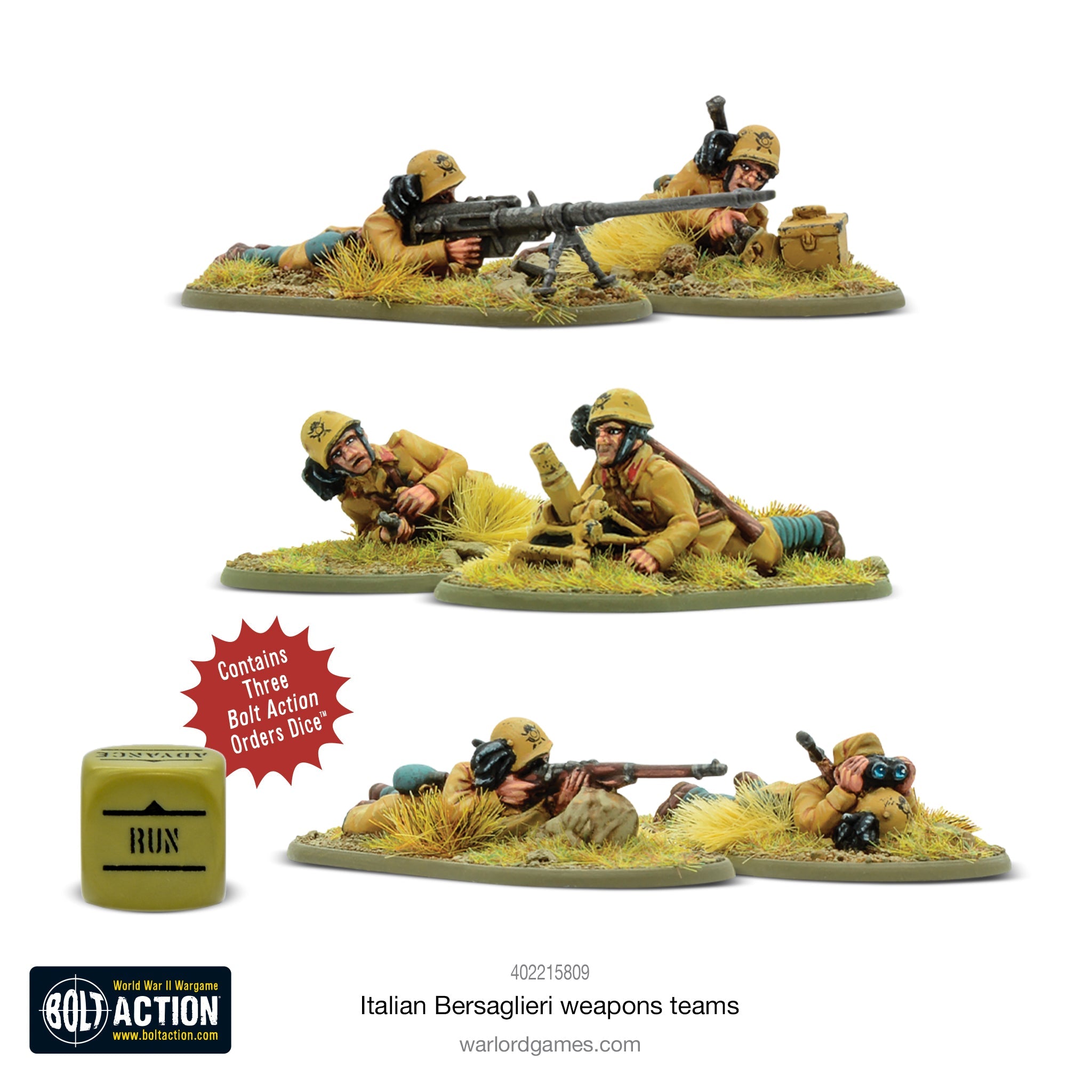 Bolt Action | Italian Bersagliari Weapons Teams | 28mm Resin Unit | Warlord | Miniature Kingdoms