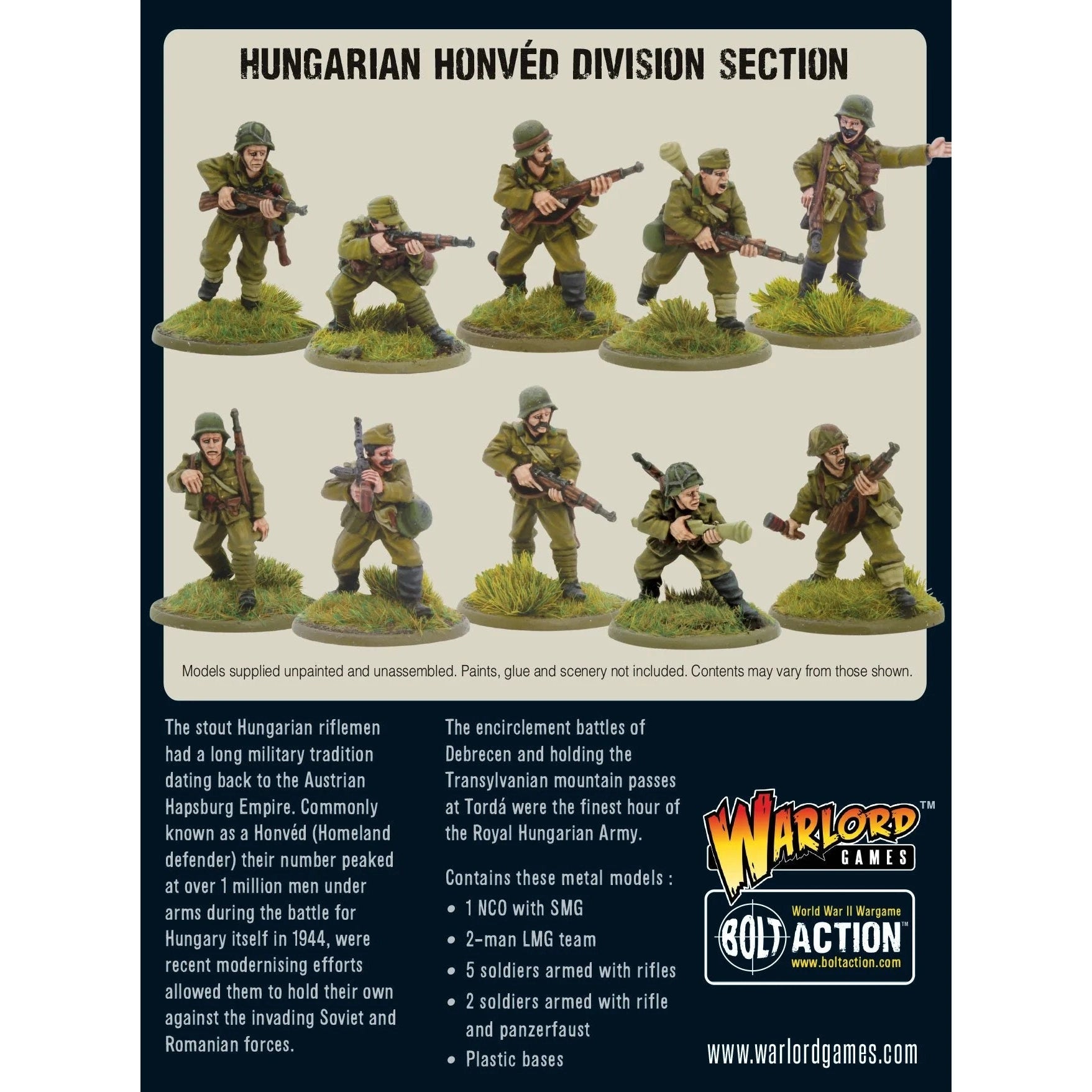 Bolt Action | Hungarian | Hungarian Honved Division Section | 28mm Metal Small Box | Warlord | Miniature Kingdoms