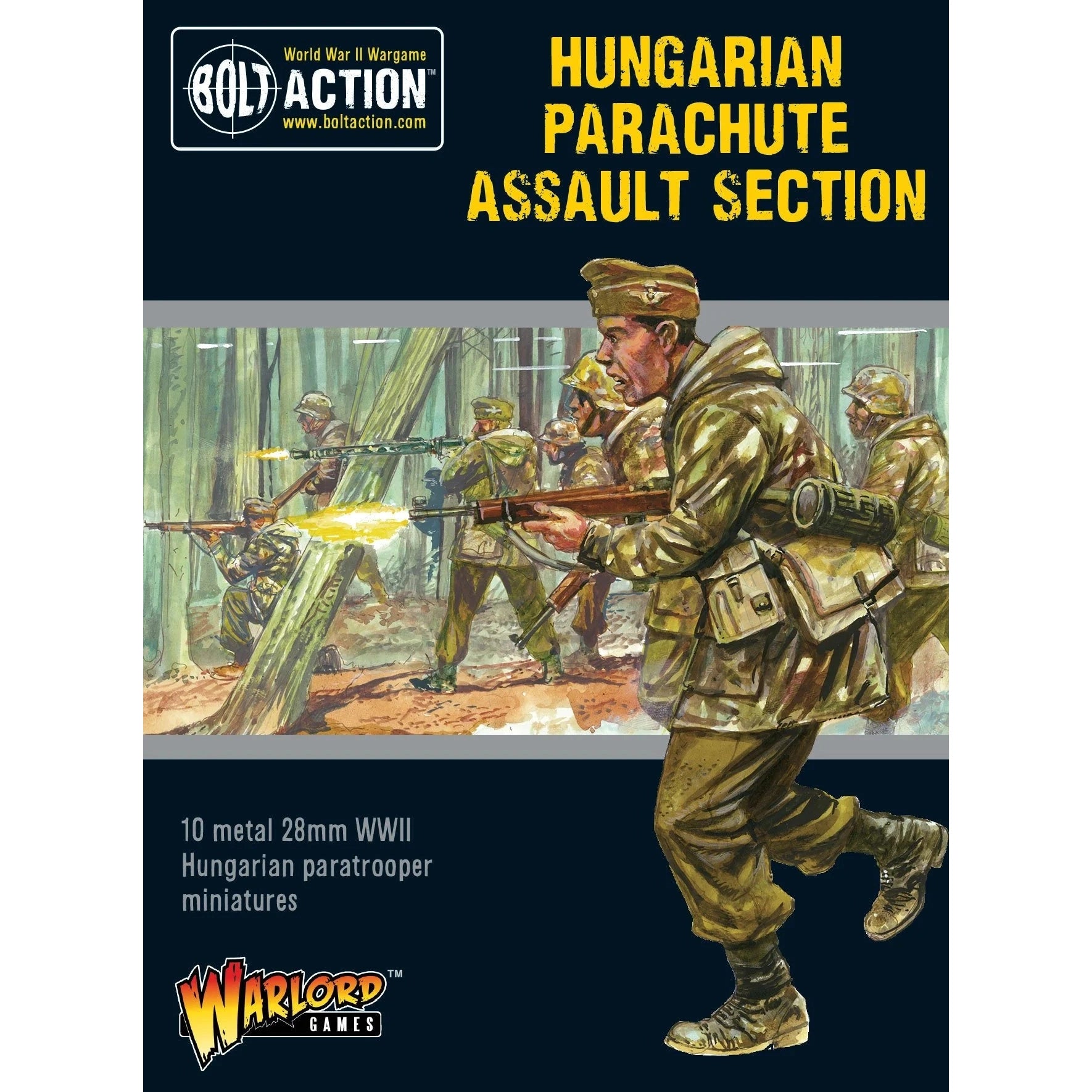 Bolt Action | Hungarian | Hungarian Parachute Assault Section | 28mm Metal Small Box | Warlord | Miniature Kingdoms