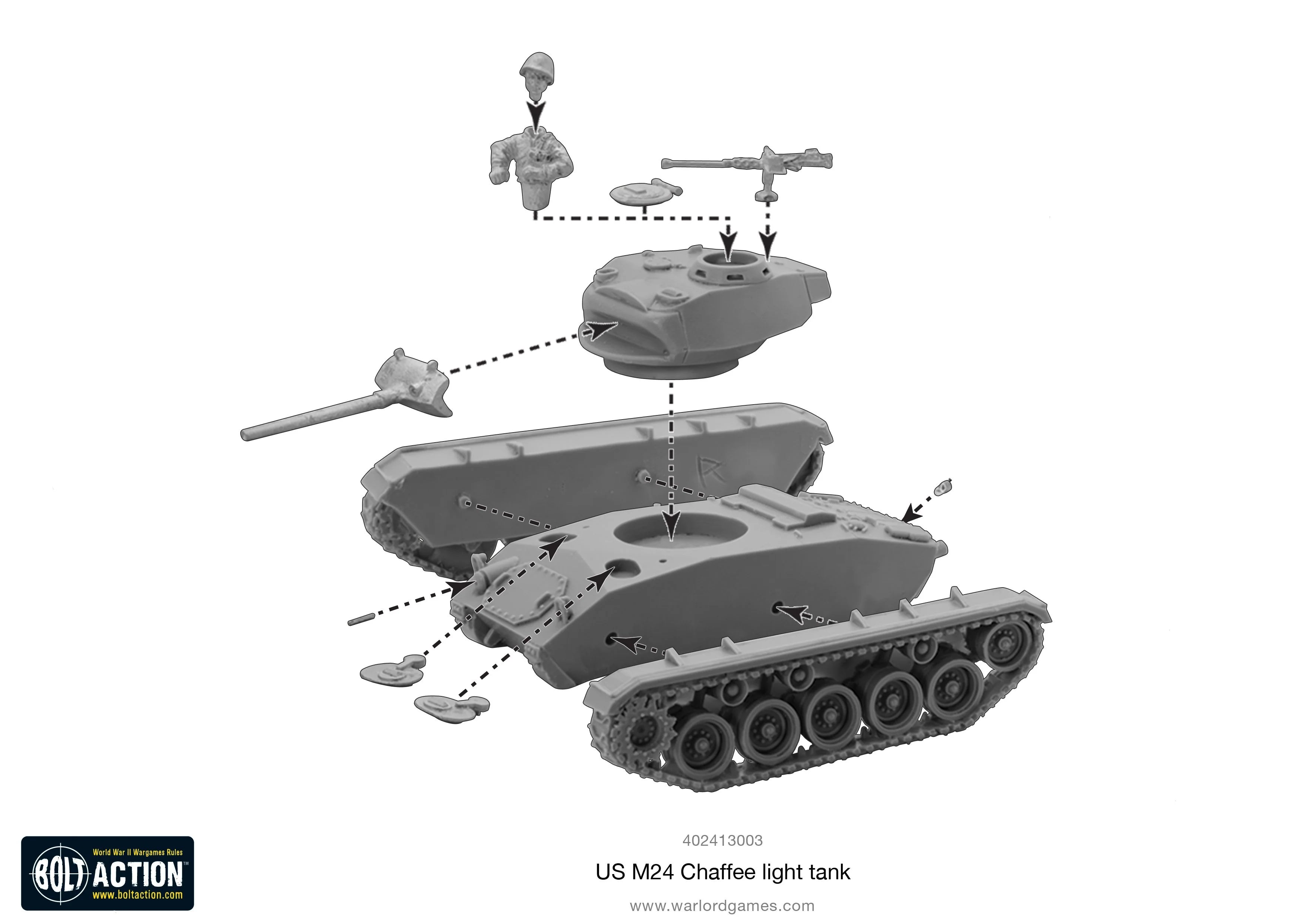 Bolt Action | American M24 Chaffee Light Tank | 28mm Resin Metal Vehicle