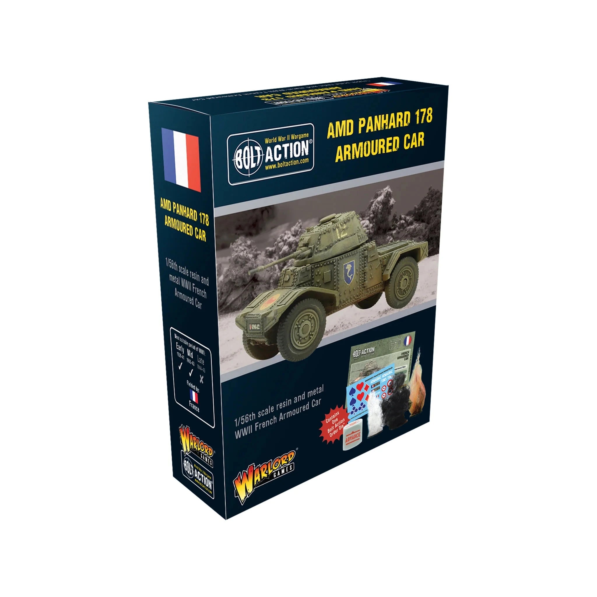 Bolt Action | French | AMD Panhard 178 Armoured Car | 28mm Resin Vehicle | Warlord | Miniature Kingdoms