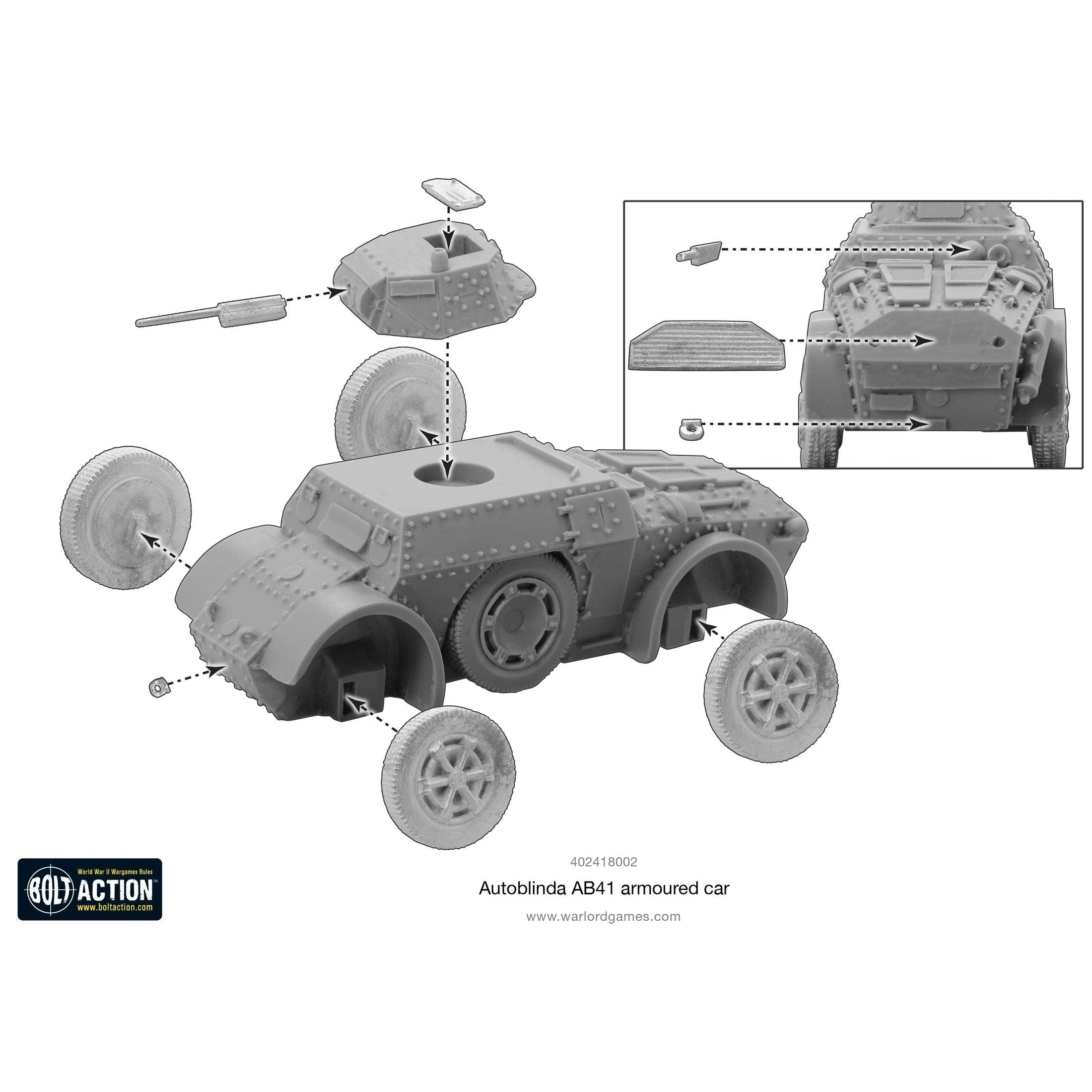 Bolt Action | Italian | Autoblinda AB41 | 28mm Metal Vehicle | Warlord | Miniature Kingdoms