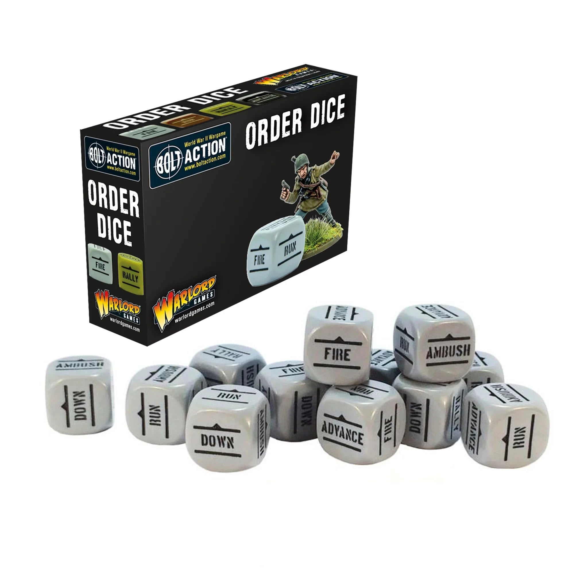 Warlord Bolt Action | GREY Order Dice | D6 Dice Small Box | Warlord | Miniature Kingdoms