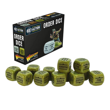 Warlord Bolt Action | GREEN Order Dice | D6 Dice Small Box | Warlord | Miniature Kingdoms