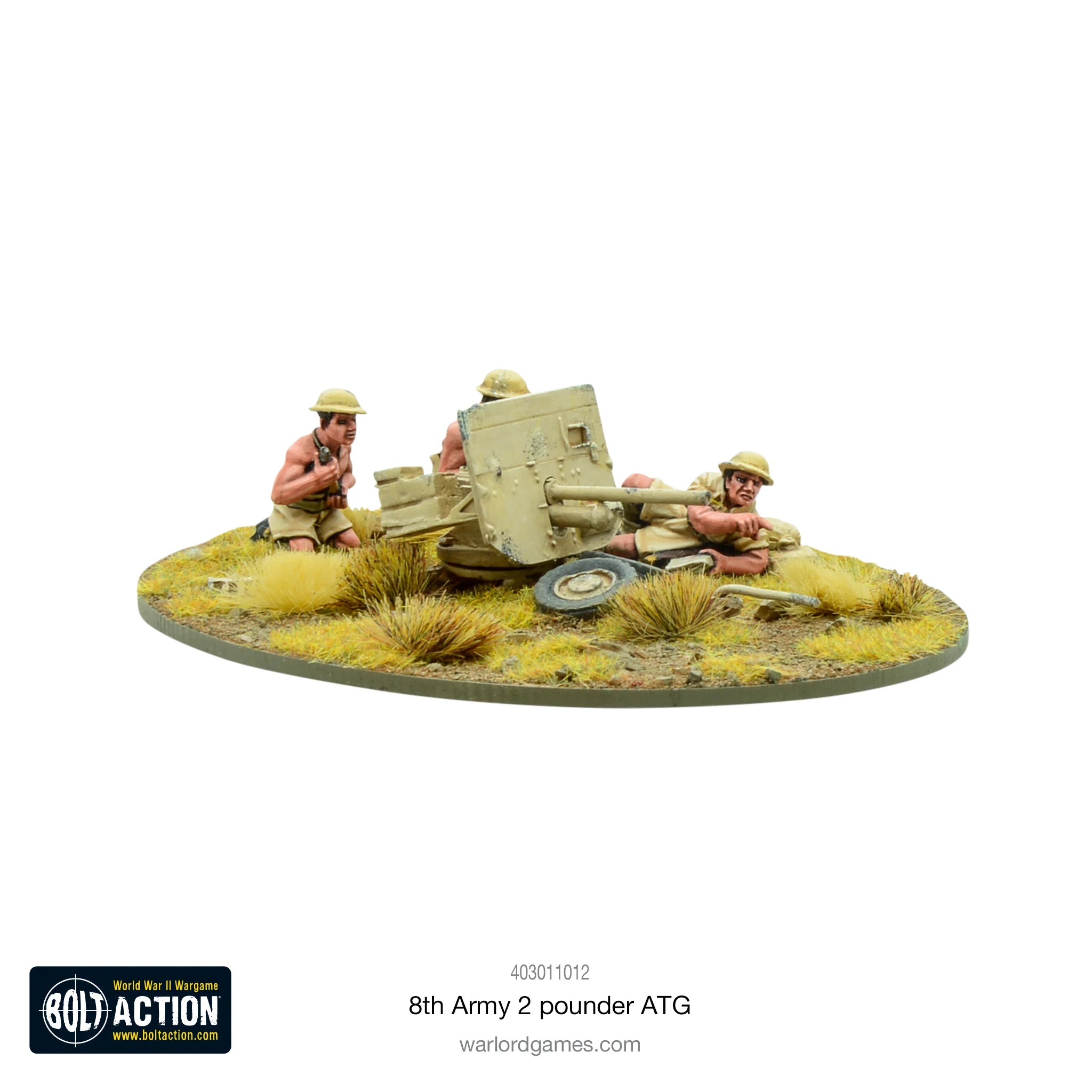 Bolt Action | Amr 8th Army 2 Pdr Anti Tank Gun | 28mm Metal Blister Pack Copy