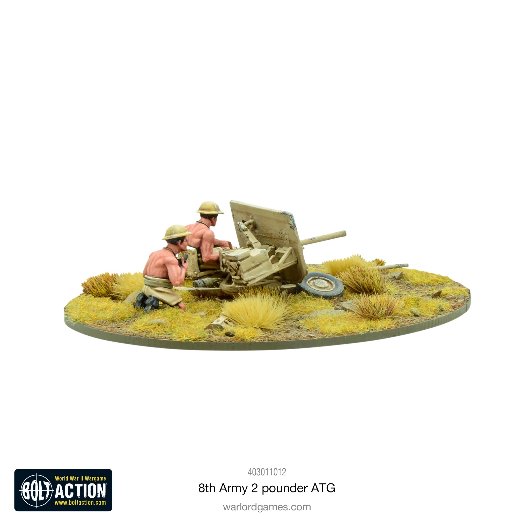 Bolt Action | Amr 8th Army 2 Pdr Anti Tank Gun | 28mm Metal Blister Pack Copy