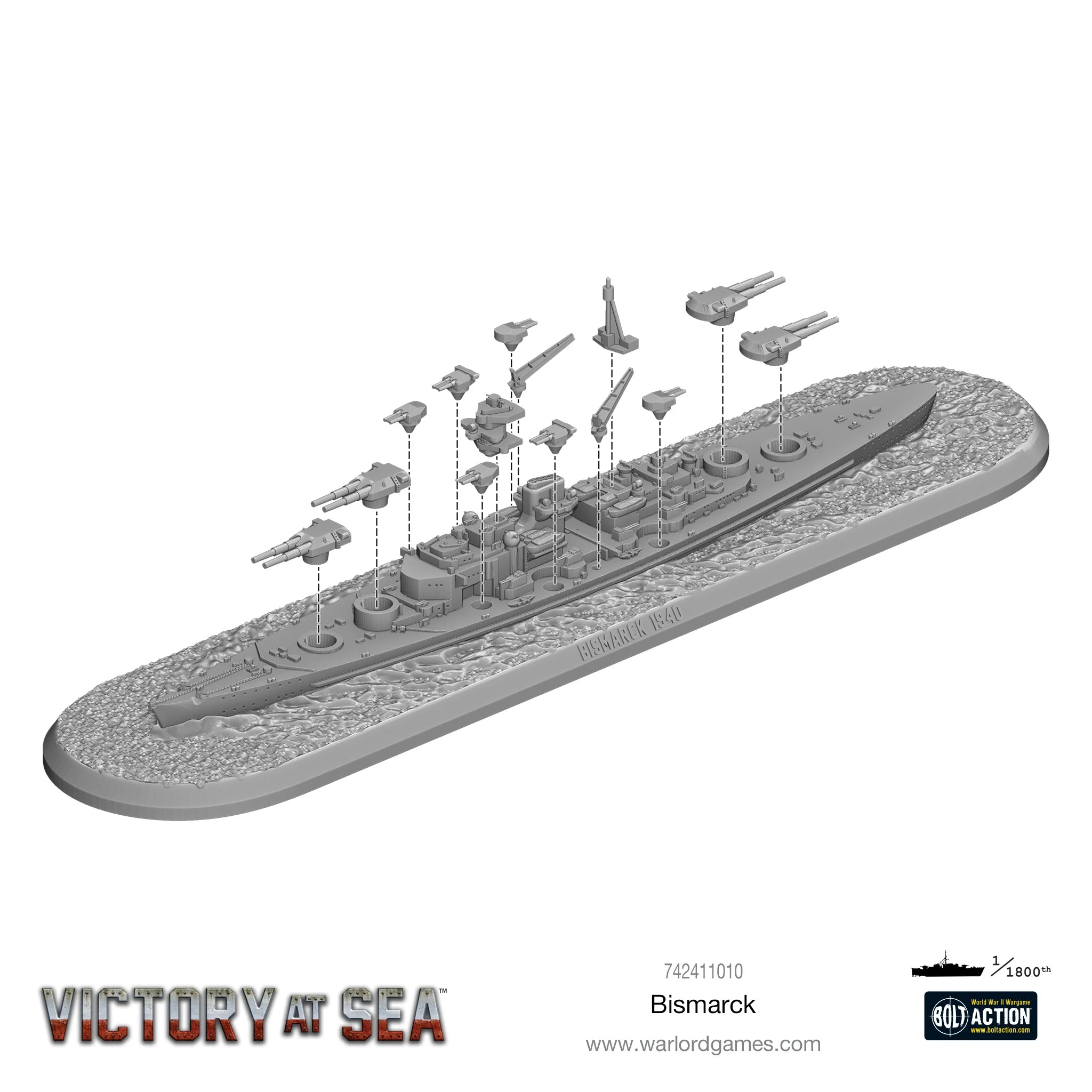 Victory At Sea | Bismark German Battleship | 1/1800th Resin Unit