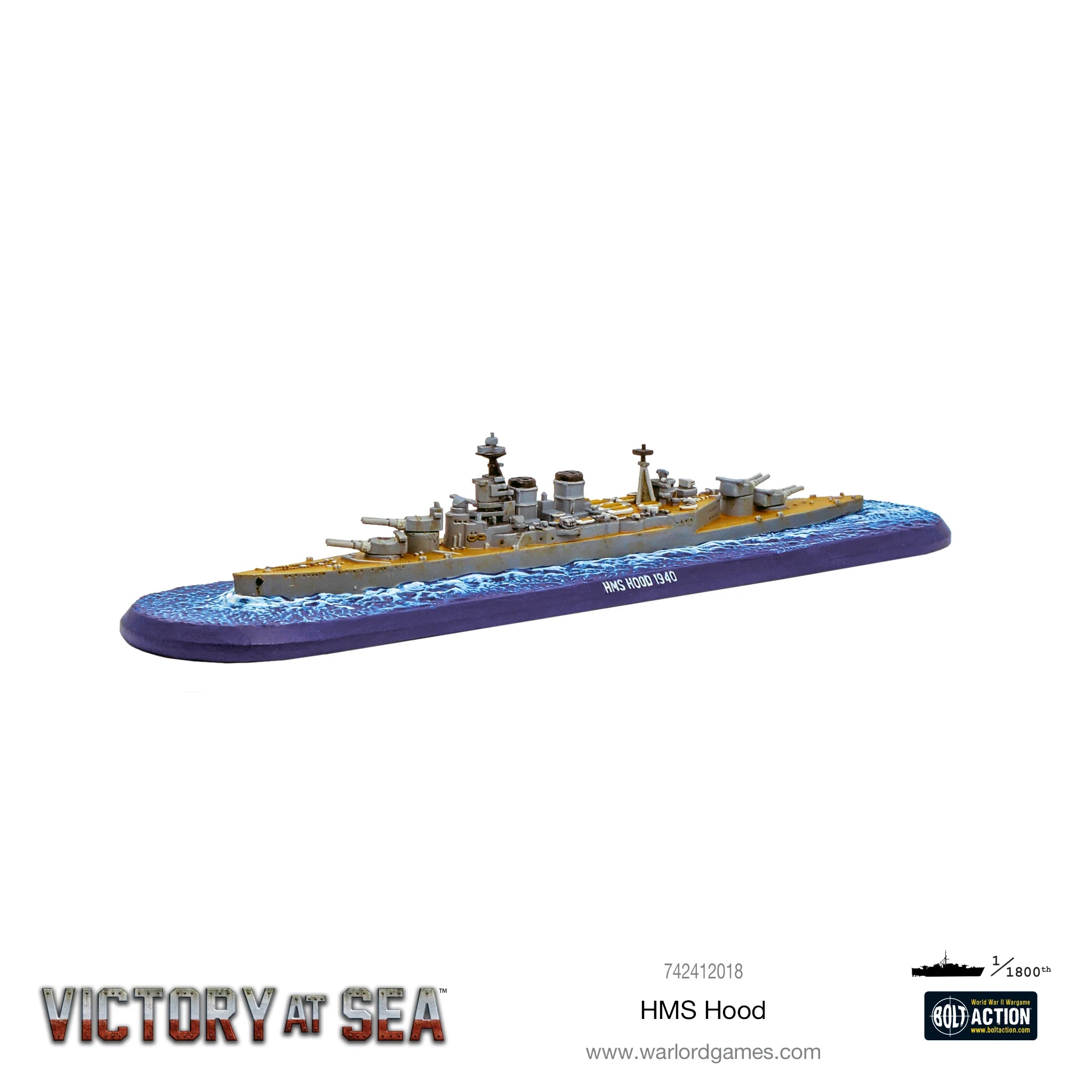 Victory At Sea | HMS Hood British Battleship | 1/1800th Resin Unit