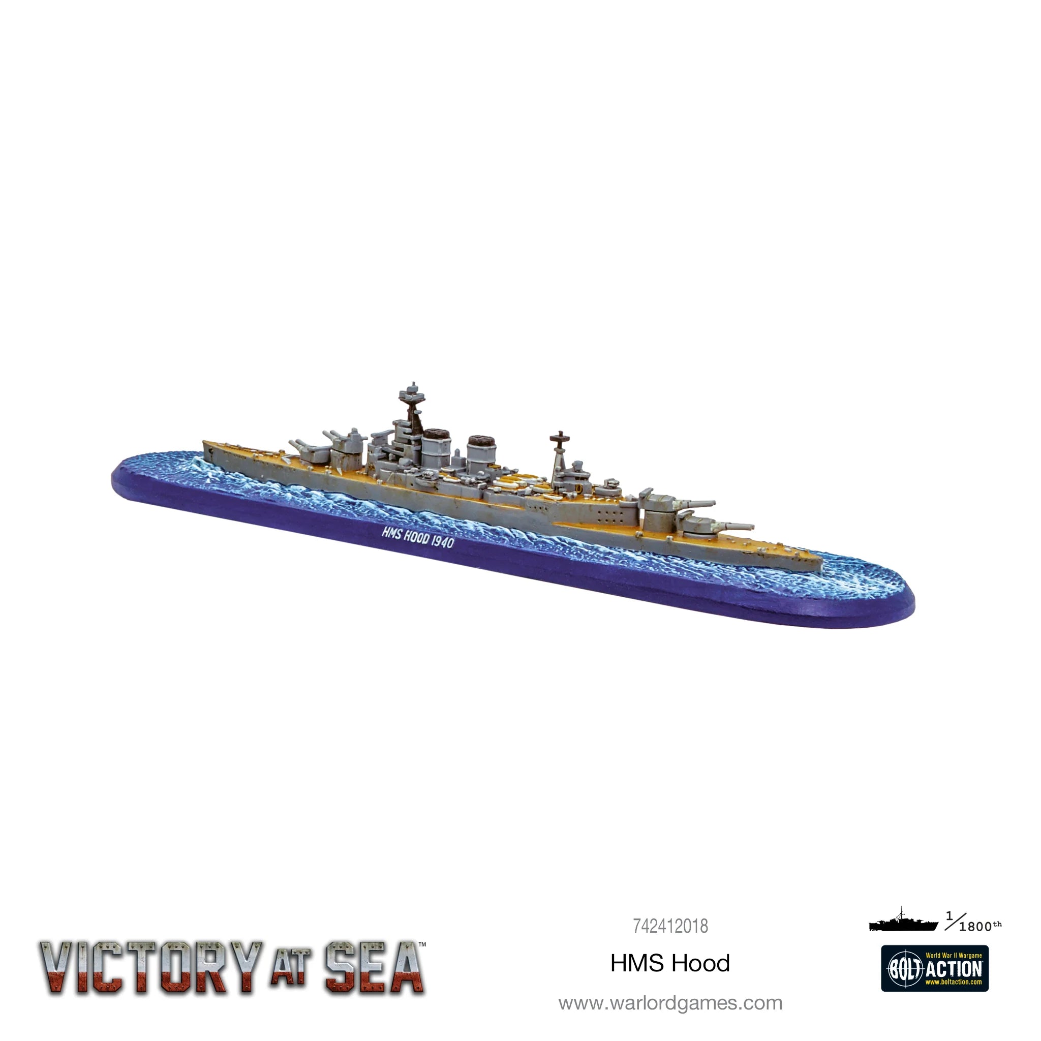 Victory At Sea | HMS Hood British Battleship | 1/1800th Resin Unit