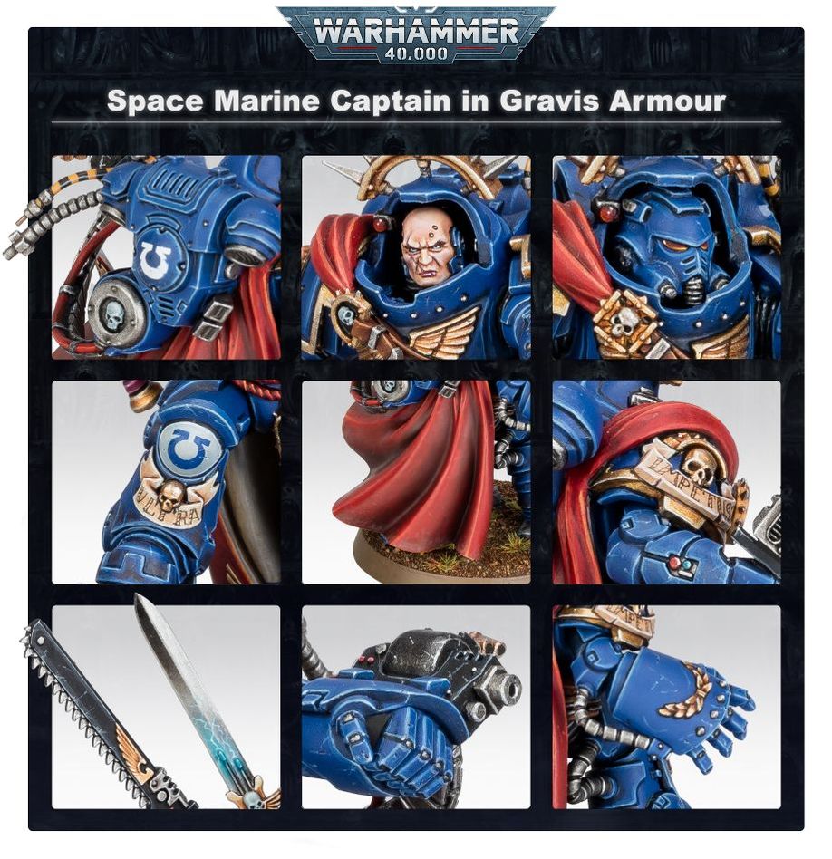 Warhammer 40,000 | Space Marines | Captain in Gravis Armour | Plastic Character Blister