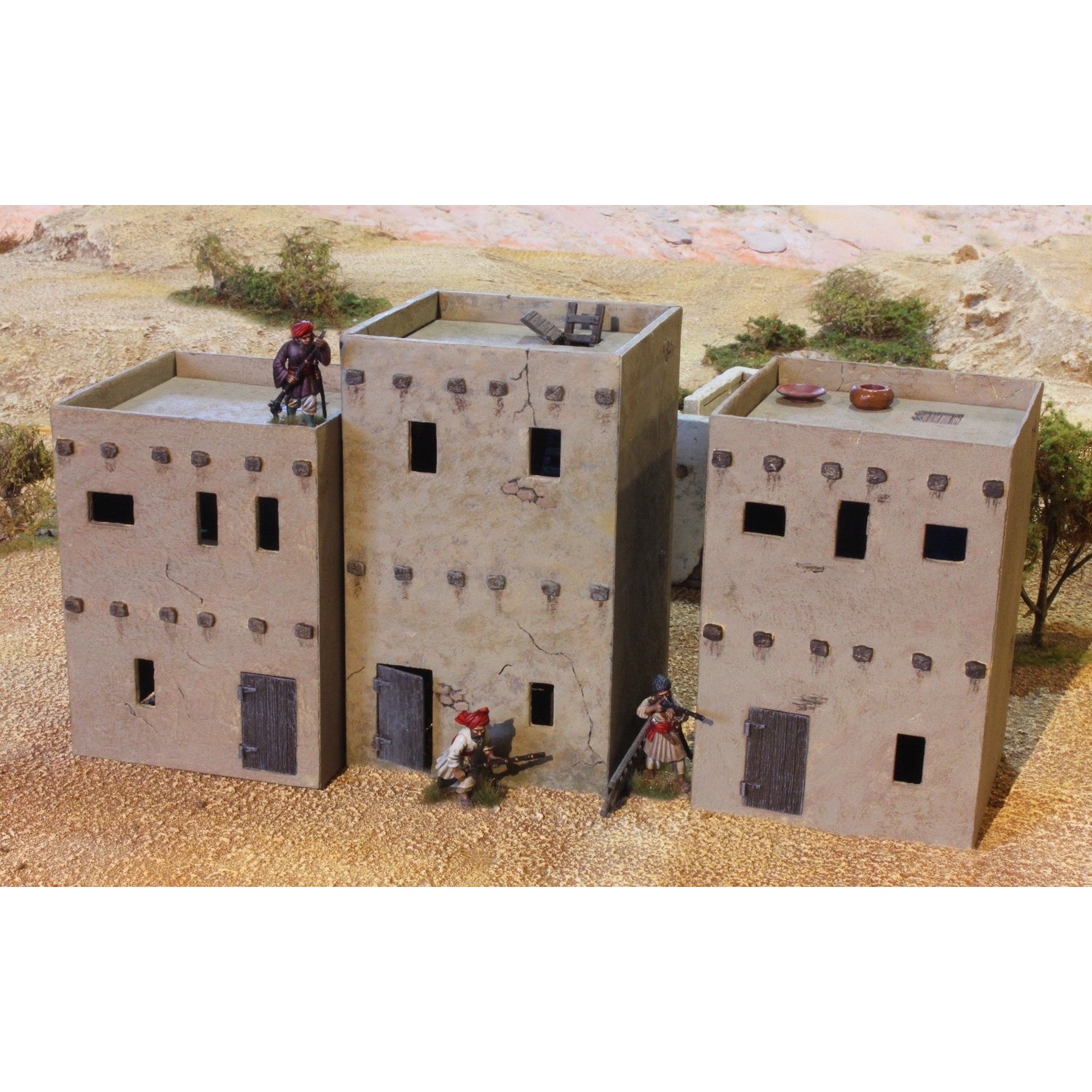 Renedra | Building Afghanistan To Middle East Two-Storey Houses | 28mm Plastic Terrain | North Star Games | Miniature Kingdoms