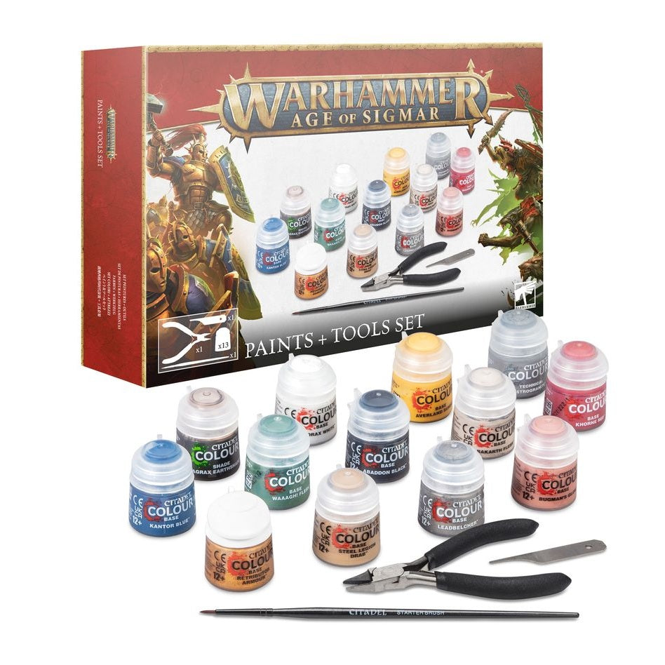 Games Workshop | AOS Age of Sigmar | Paints and Tools Set | Citadel Paint Set
