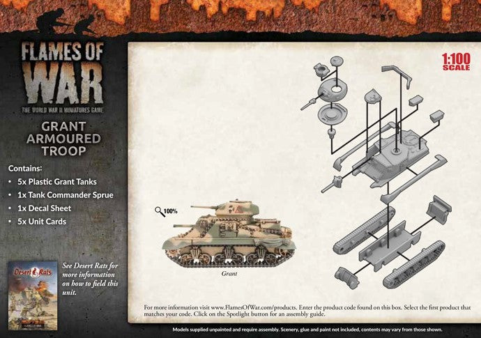 Flames of War | British Grant Armoured Troop Troop | 15mm Plastic Unit