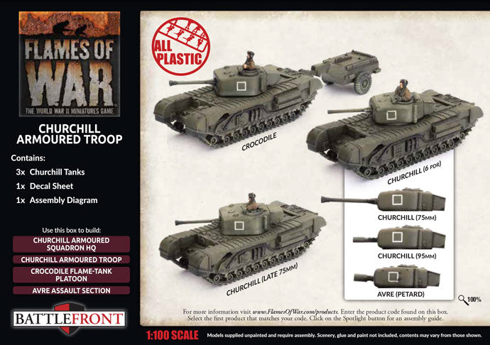 Flames of War | British Churchill Armoured Troop | 15mm Plastic Unit