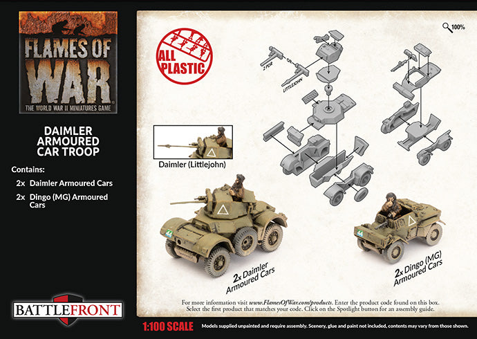 Flames of War | British Daimler Armoured Car Troop | 15mm Plastic Unit