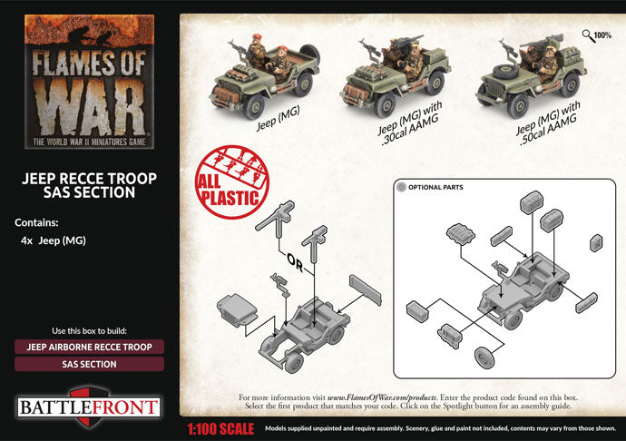 Flames of War | British Jeep Recce Troop - SAS Section | 15mm Plastic Unit