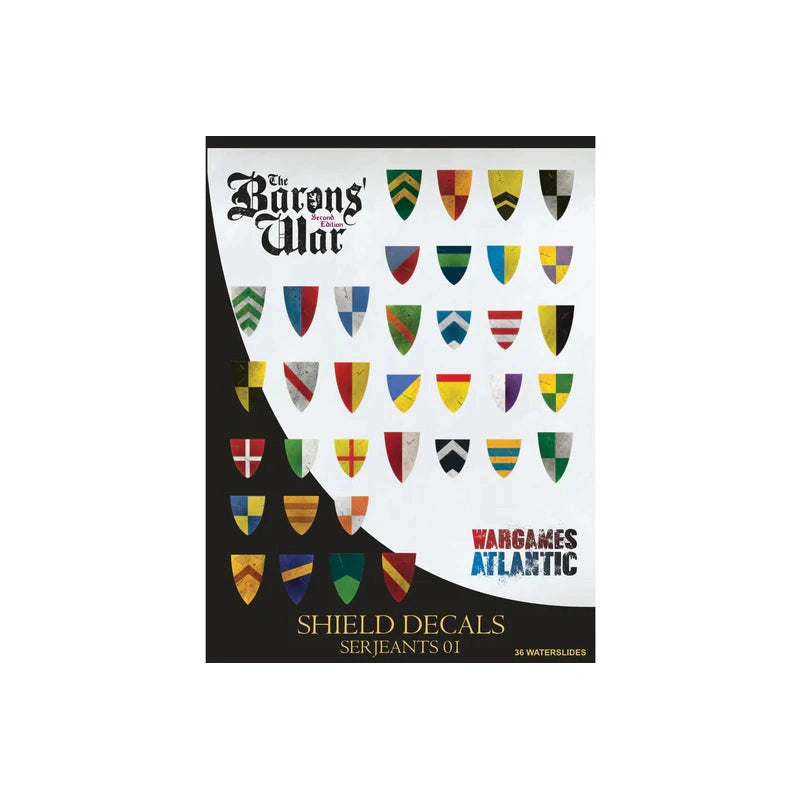 Baron's War | Shield Decals Serjeants 01 | 28mm Scale Shield Decals