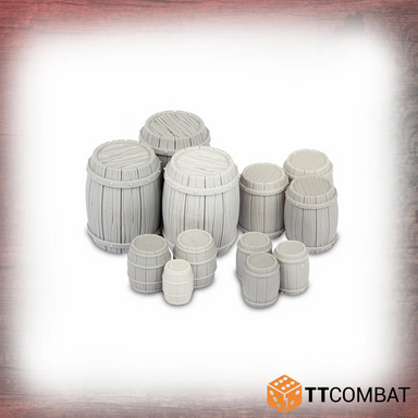 Tabletop Scenics | Streets Of Venice Wooden Barrels | 28mm Resin Blister Pack | TTCombat | Miniature Kingdoms