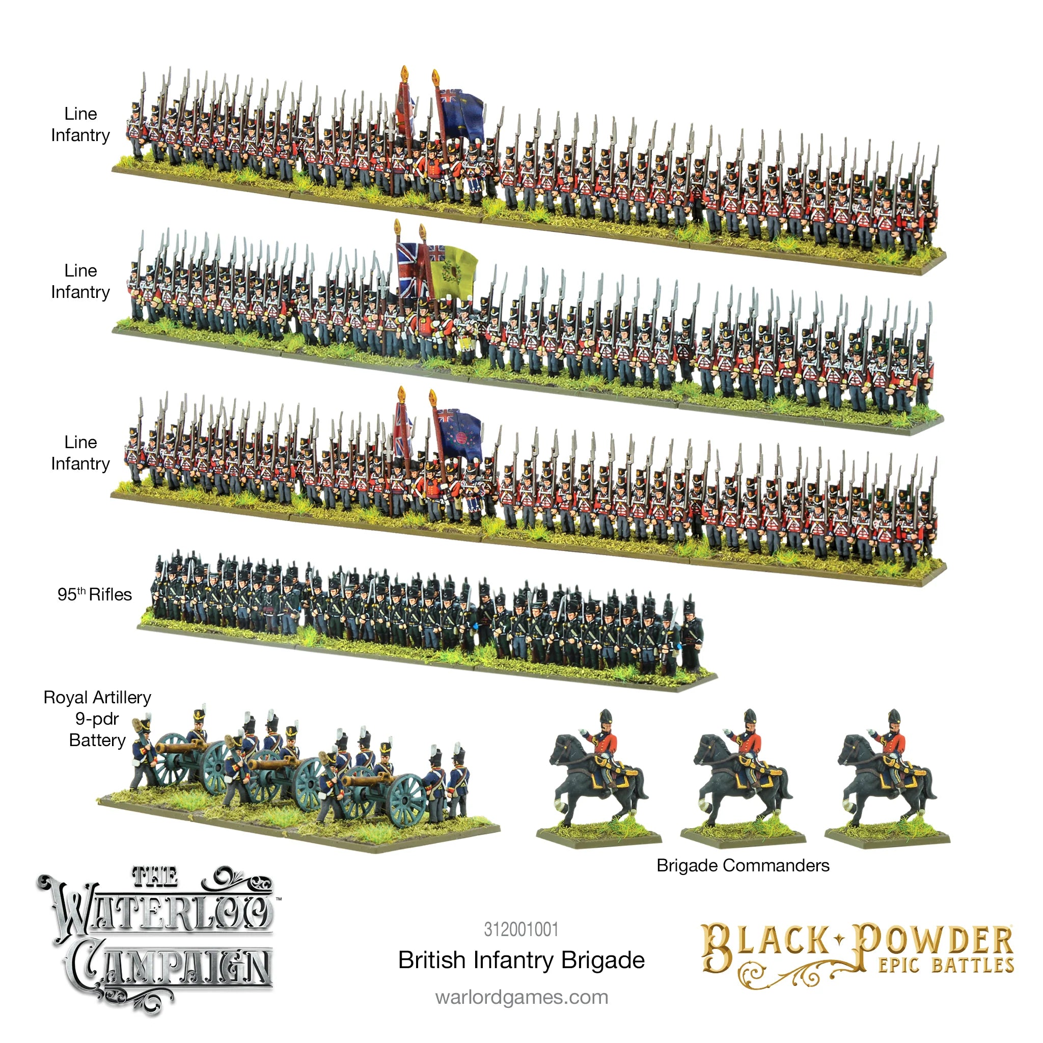 Black Powder Epic | Waterloo Campaign British Infantry | 13.5mm Plastic Unit