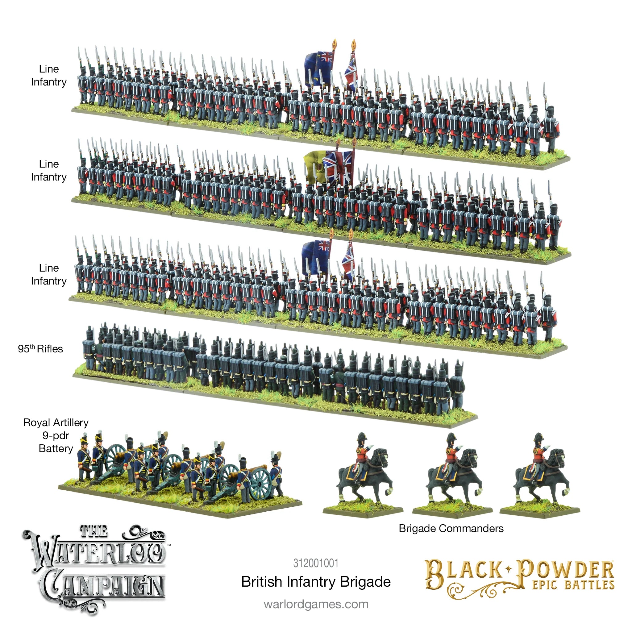 Black Powder Epic | Waterloo Campaign British Infantry | 13.5mm Plastic Unit