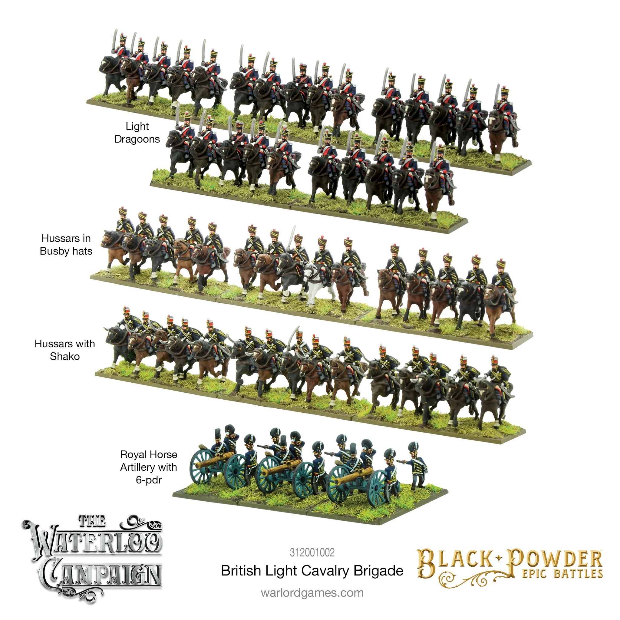 Black Powder Epic | Waterloo Campaign British Light Cavalry | 13.5mm Plastic Unit