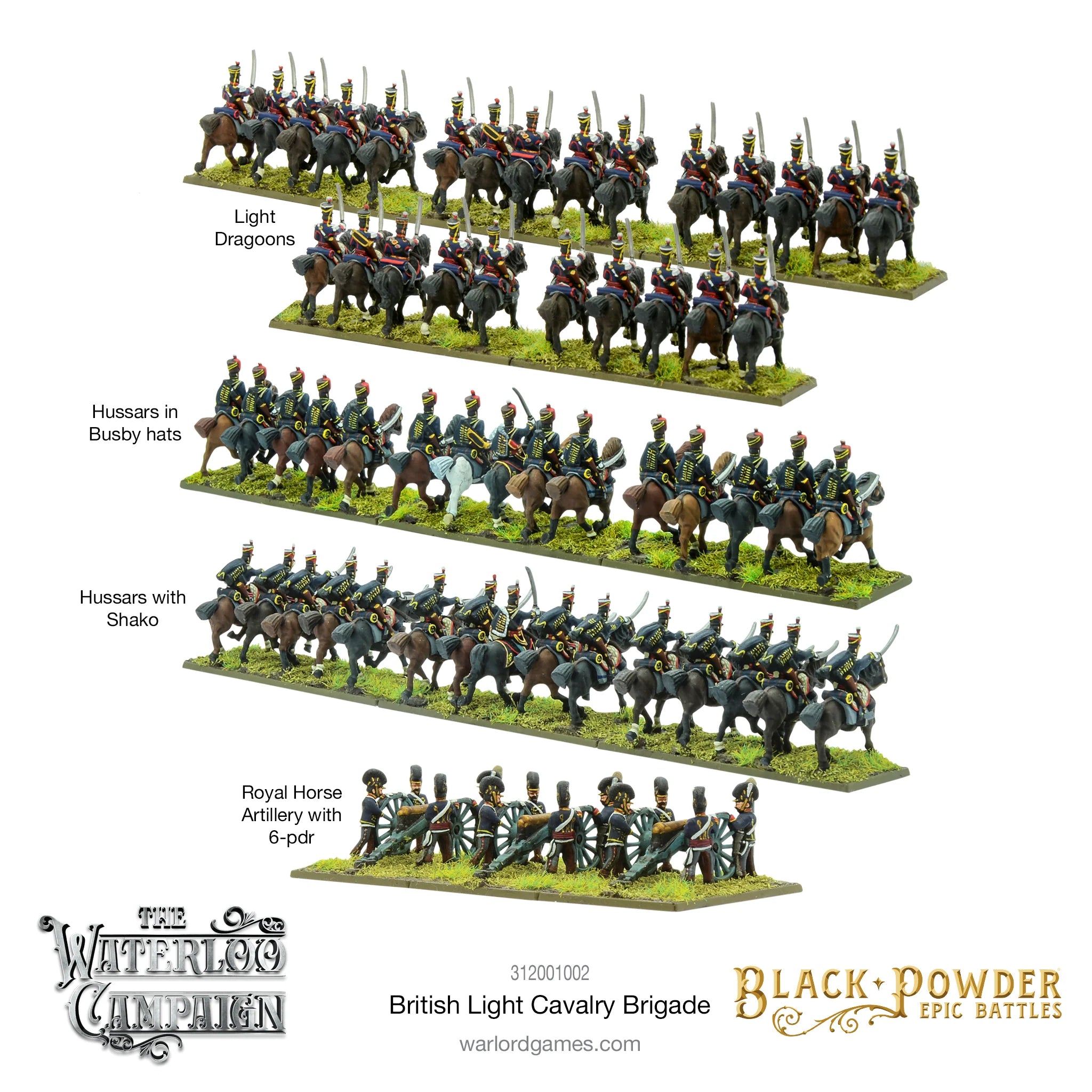 Black Powder Epic | Waterloo Campaign British Light Cavalry | 13.5mm Plastic Unit