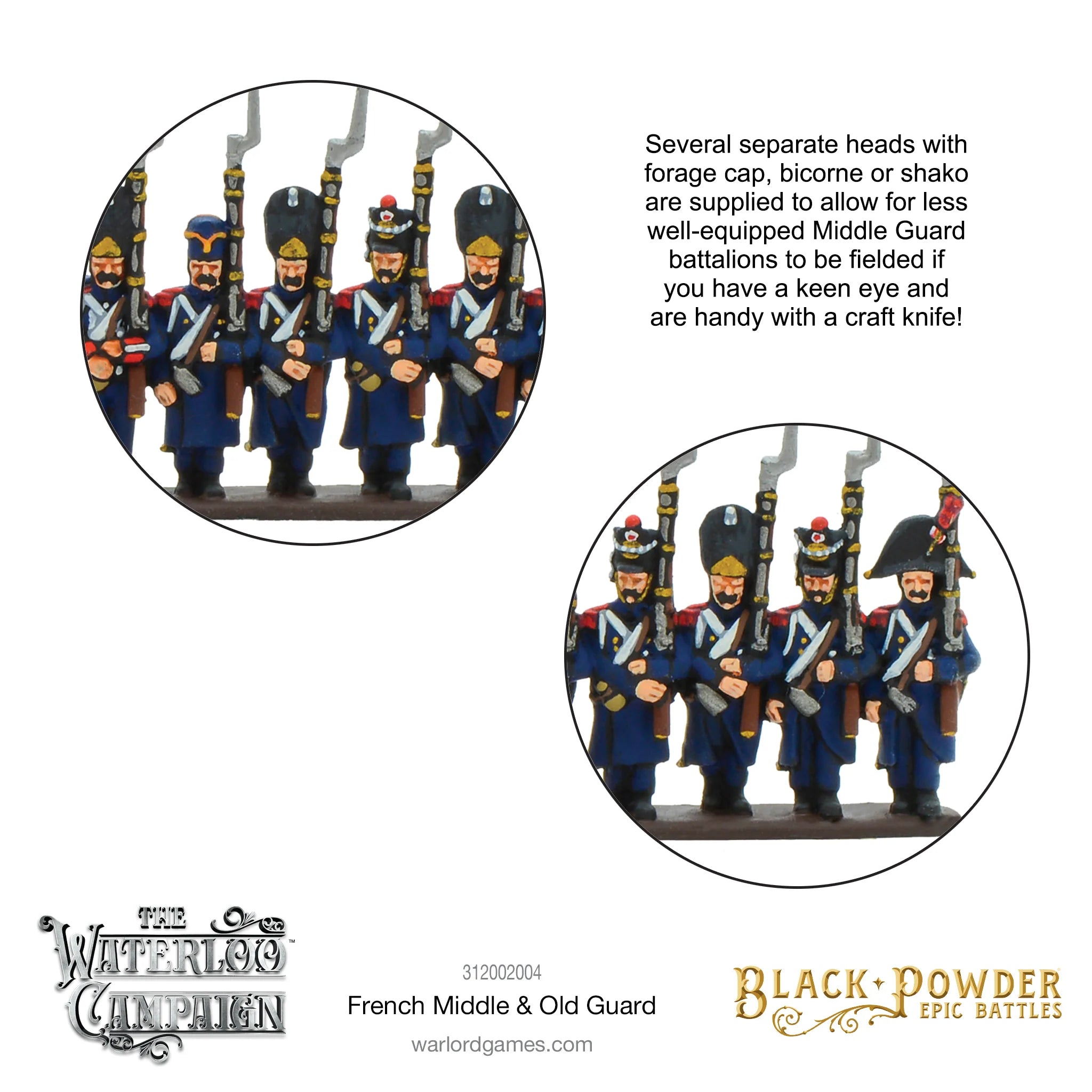 Black Powder Epic | Waterloo Campaign French Middle and Old Guard | 13.5mm Plastic Unit