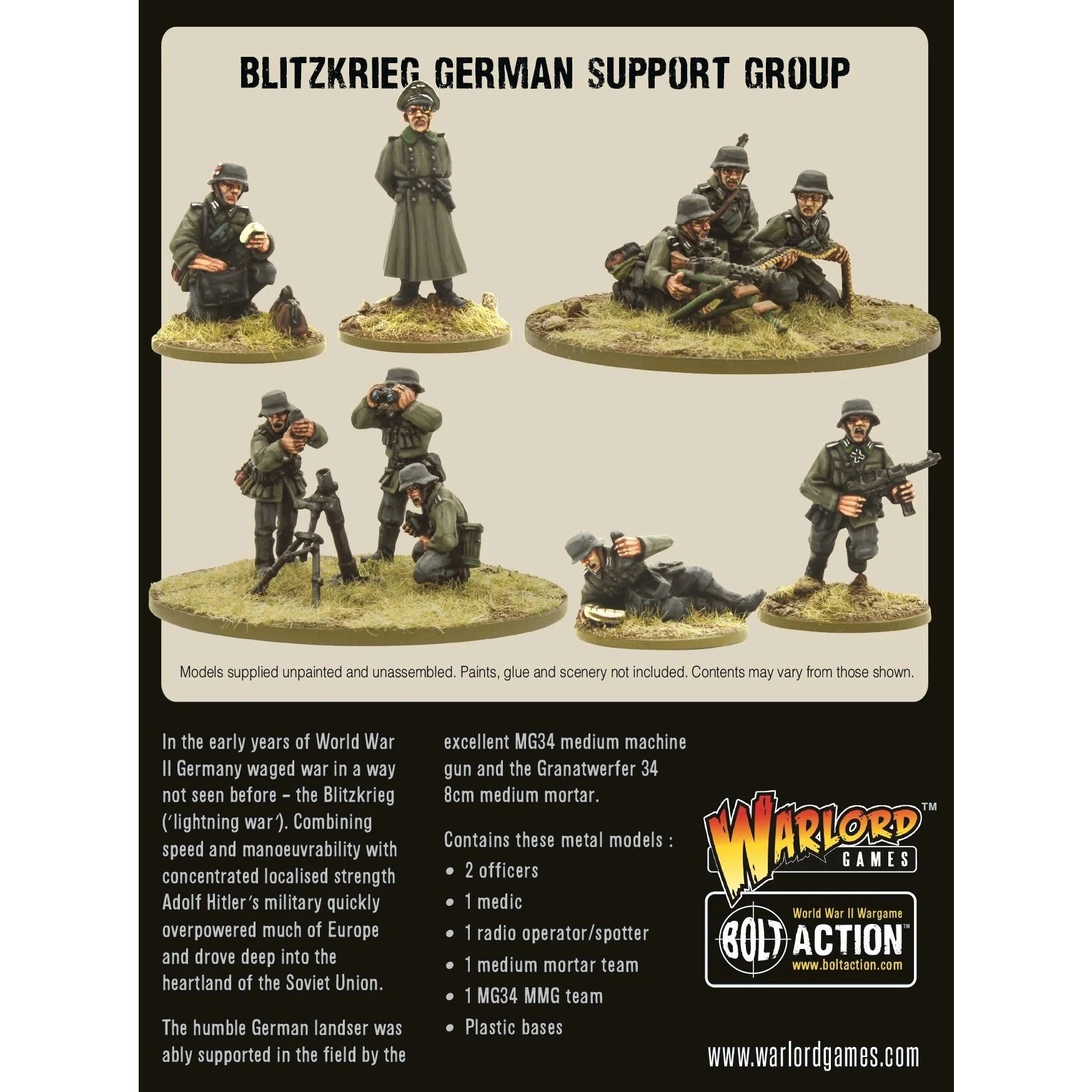 Bolt Action | German Blitzkrieg Support Group | 28mm Metal Unit