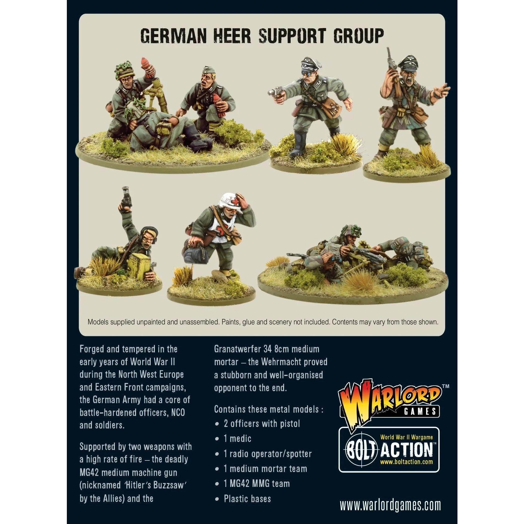 Bolt Action | German Heer Support Group | 28mm Metal Unit